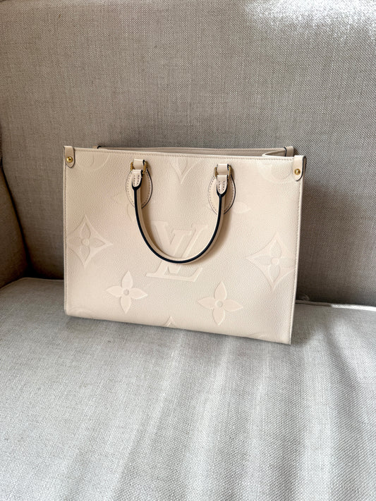 Louis Vuitton OnTheGo Monogram Empriente Creme MM Tote Shoulder Bag