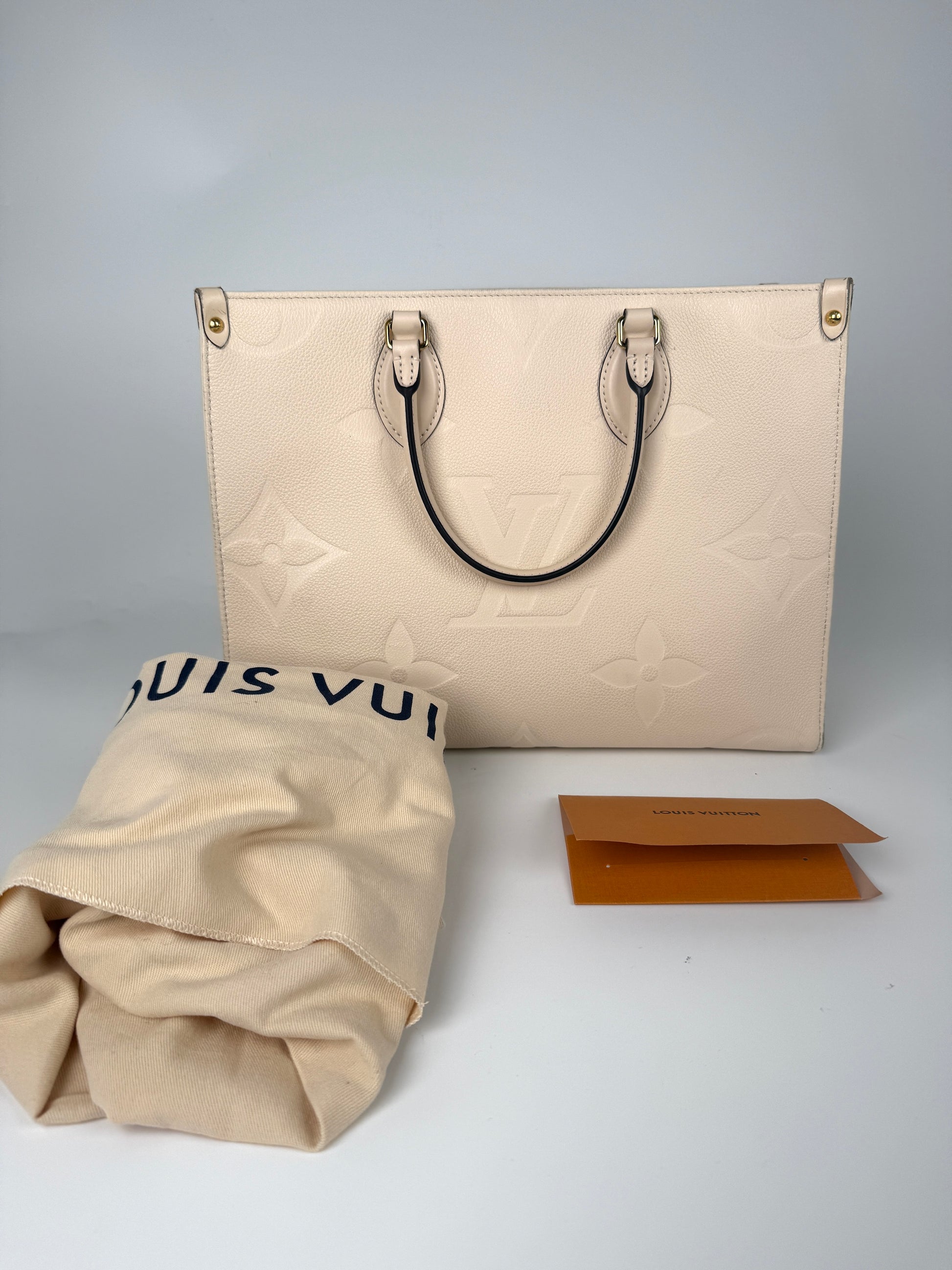 Louis Vuitton OnTheGo Monogram Empriente Creme MM Tote Shoulder Bag