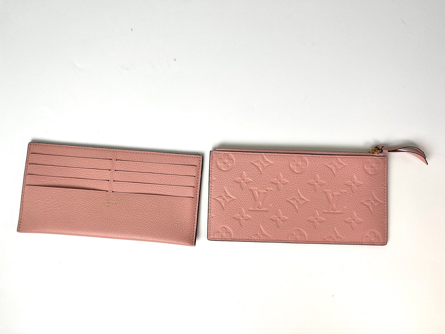 LOUIS VUITTON Felicie Rose Poudre Pink Monogram Empreinte Leather Pochette