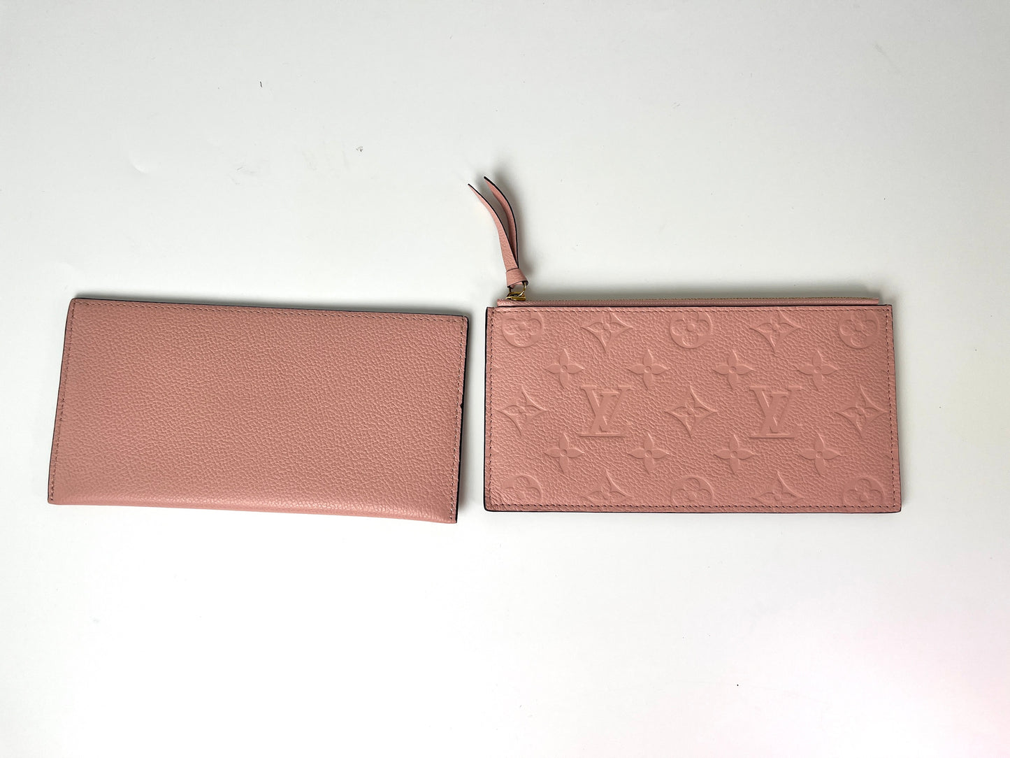 LOUIS VUITTON Felicie Rose Poudre Pink Monogram Empreinte Leather Pochette