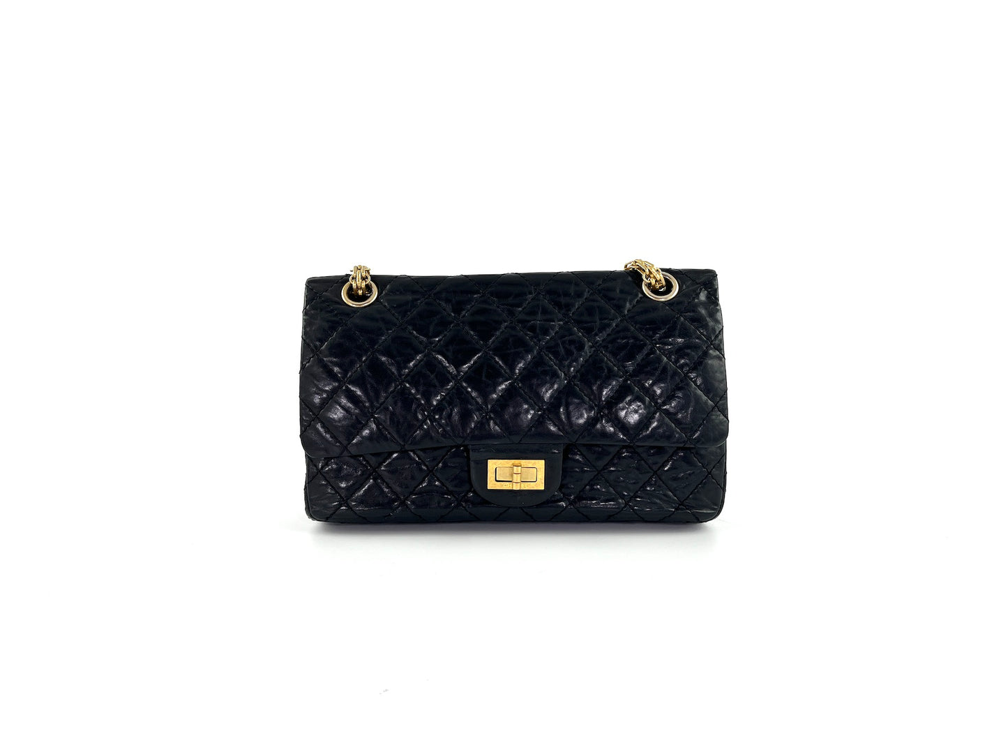 CHANEL Black 225 2005 Reissue 2.55 Quilted Leather Shoulder Crossbody Bag