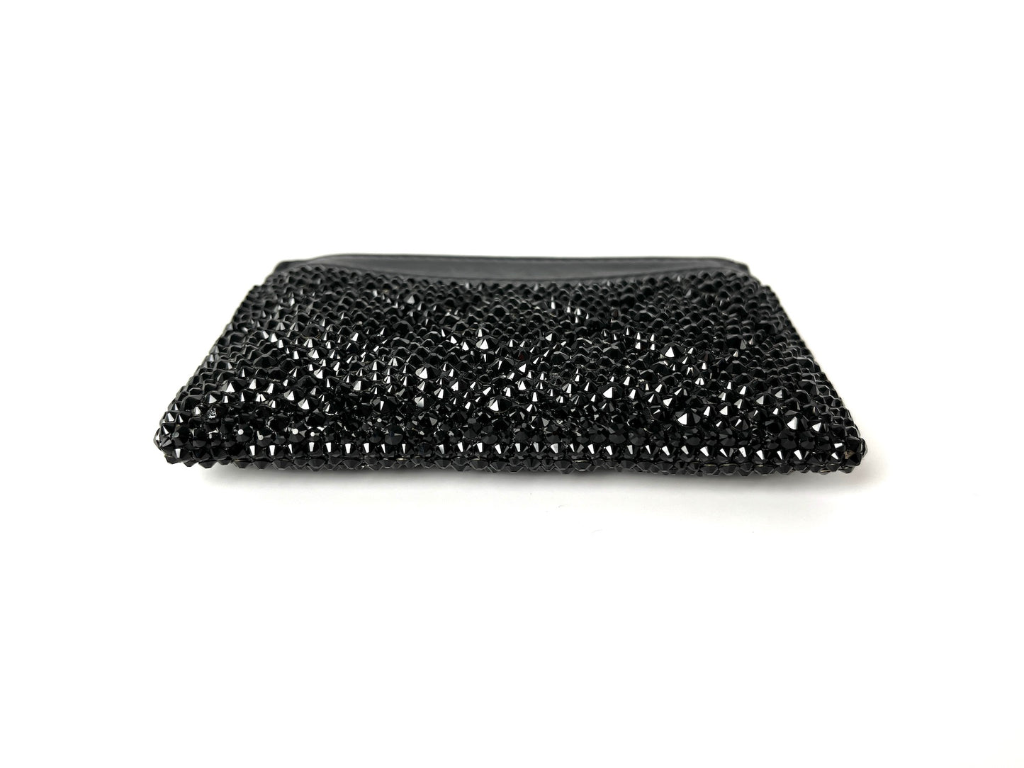 CHANEL Black Swarovski Crystal Leather Card Case Wallet