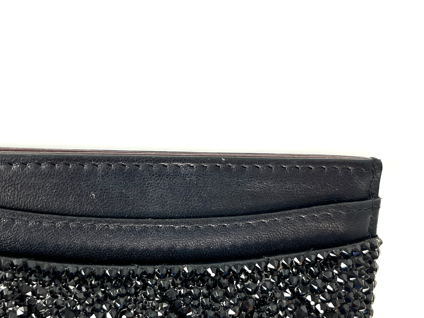 CHANEL Black Swarovski Crystal Leather Card Case Wallet