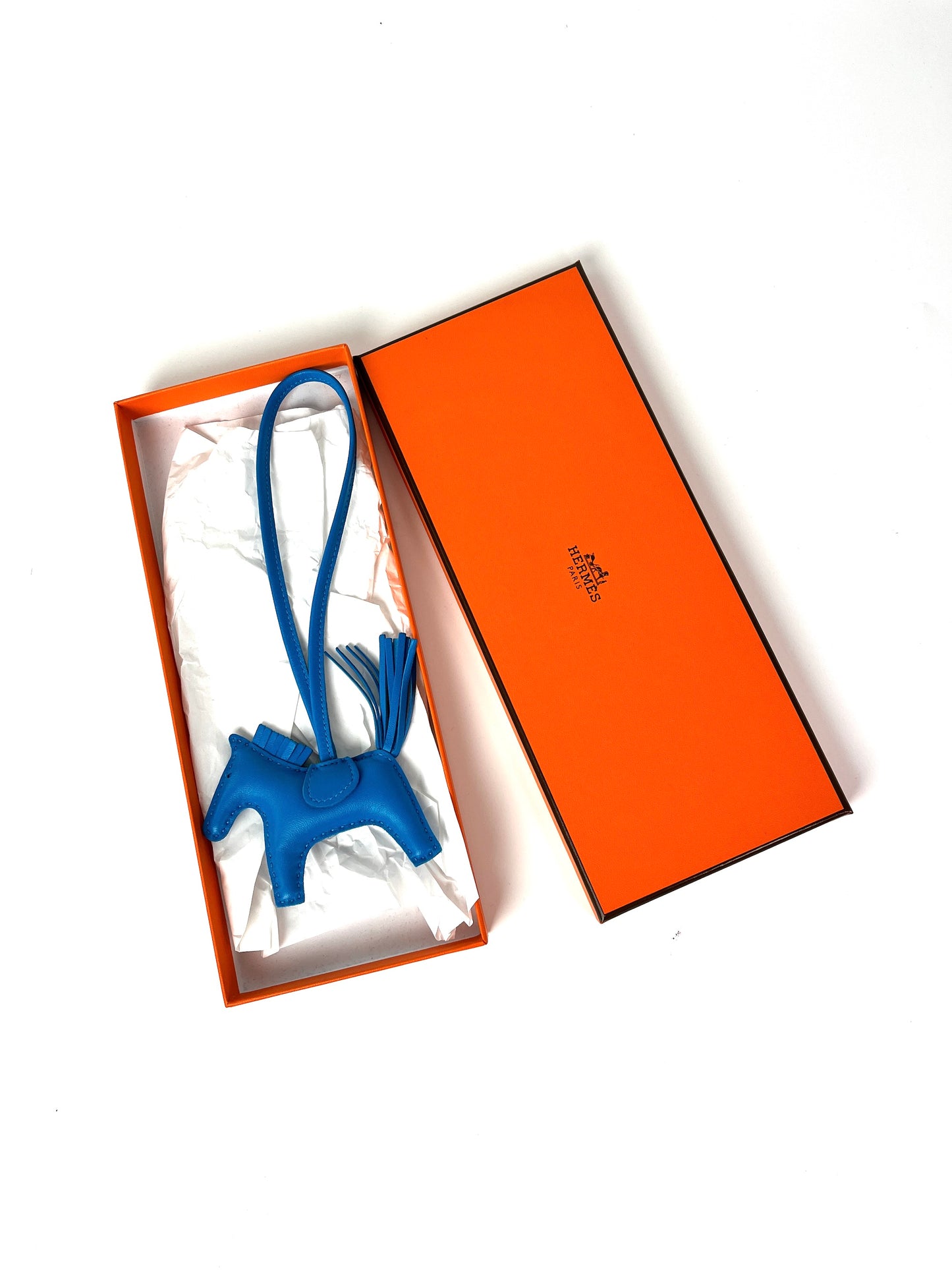 New Hermes Rodeo Blue Zanzibar Monochrome Milo Lambskin PM Bag Charm