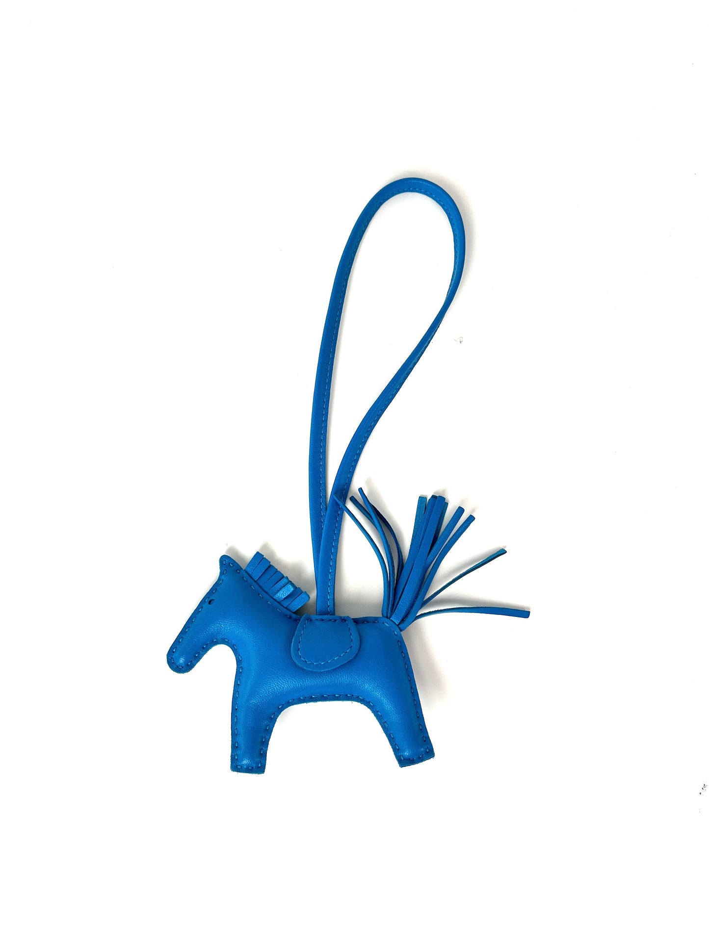 New Hermes Rodeo Blue Zanzibar Monochrome Milo Lambskin PM Bag Charm