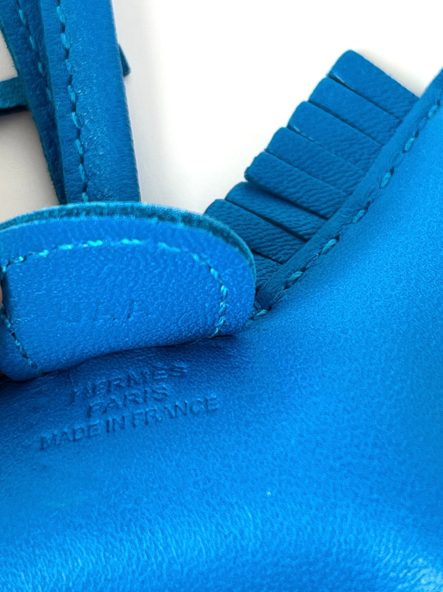 New Hermes Rodeo Blue Zanzibar Monochrome Milo Lambskin PM Bag Charm