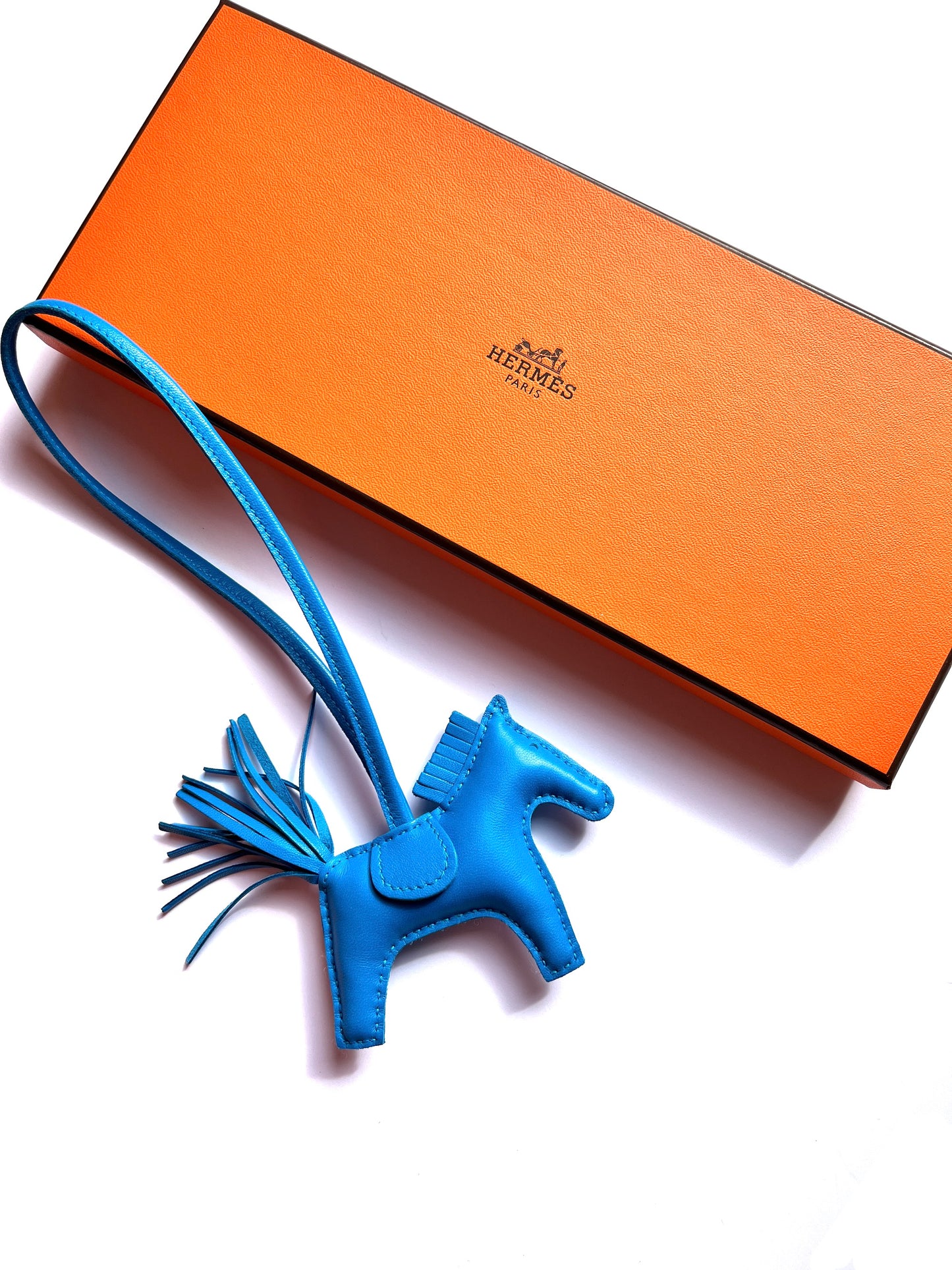 New Hermes Rodeo Blue Zanzibar Monochrome Milo Lambskin PM Bag Charm