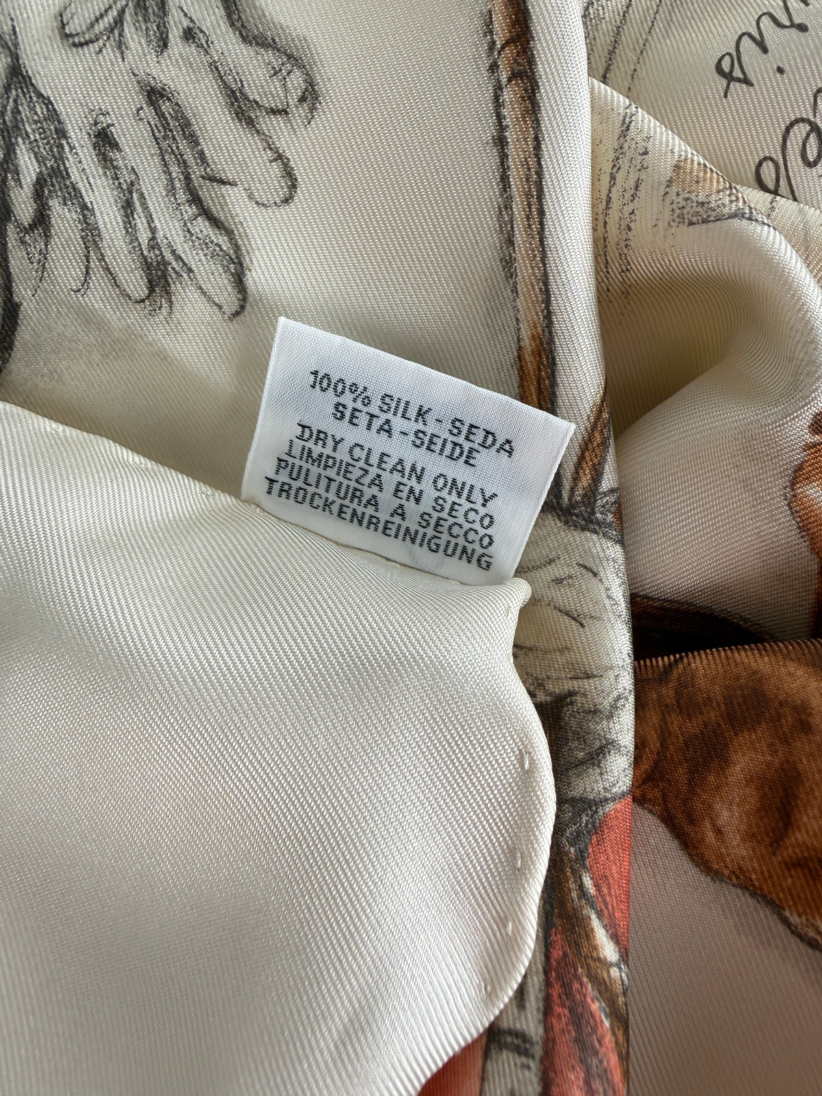 HERMES A Propos de Bottes Forever Square 90 cm Parchemin Anthracite Corail Silk Scarf