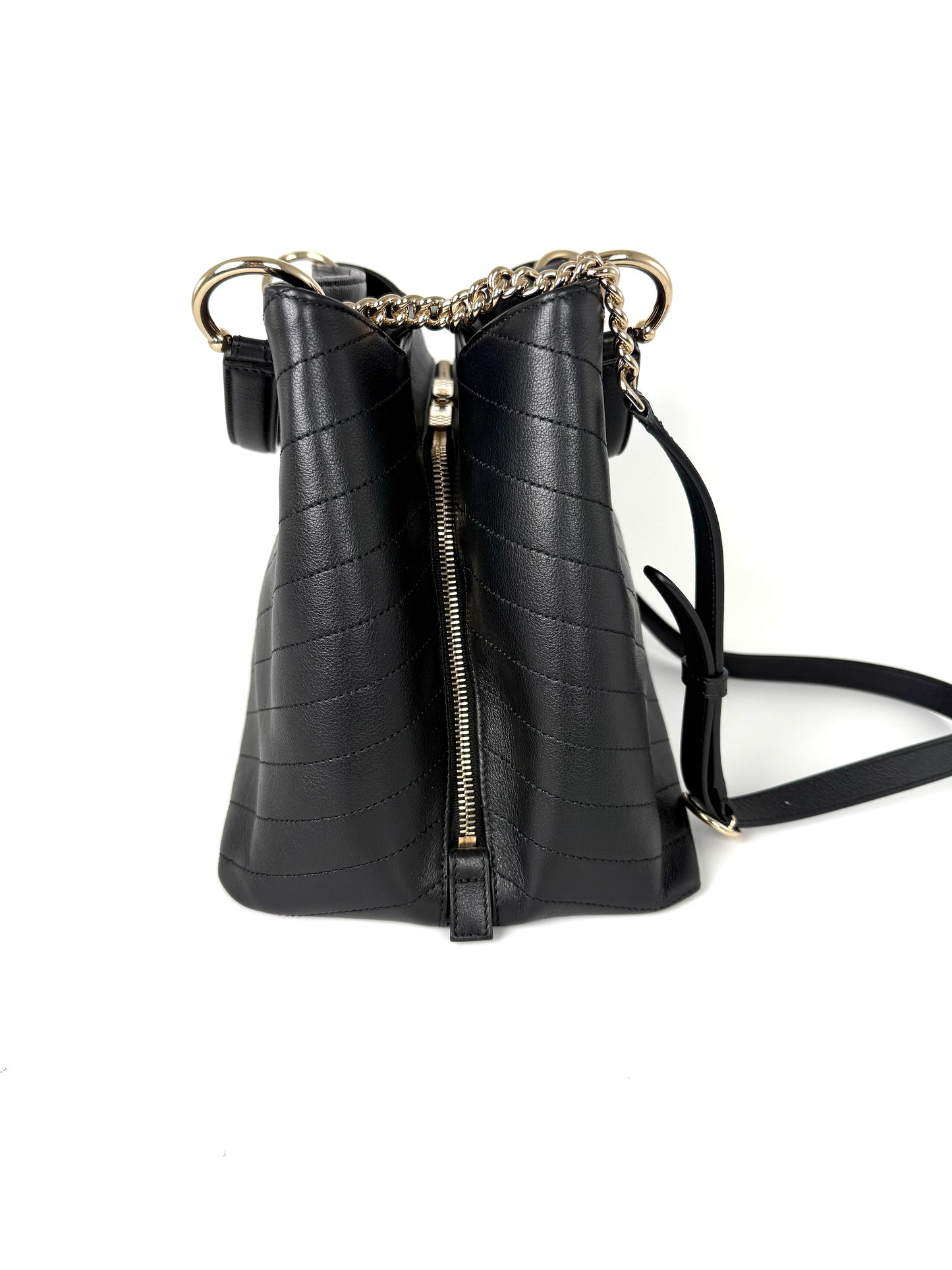 CHANEL Large Chevron Stitched Chic Shopping Black Calfskin Leather Tote Bag