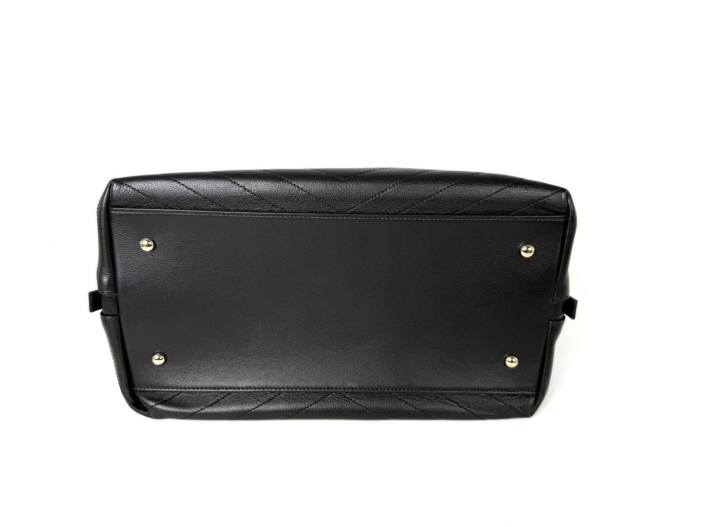 CHANEL Large Chevron Stitched Chic Shopping Black Calfskin Leather Tote Bag