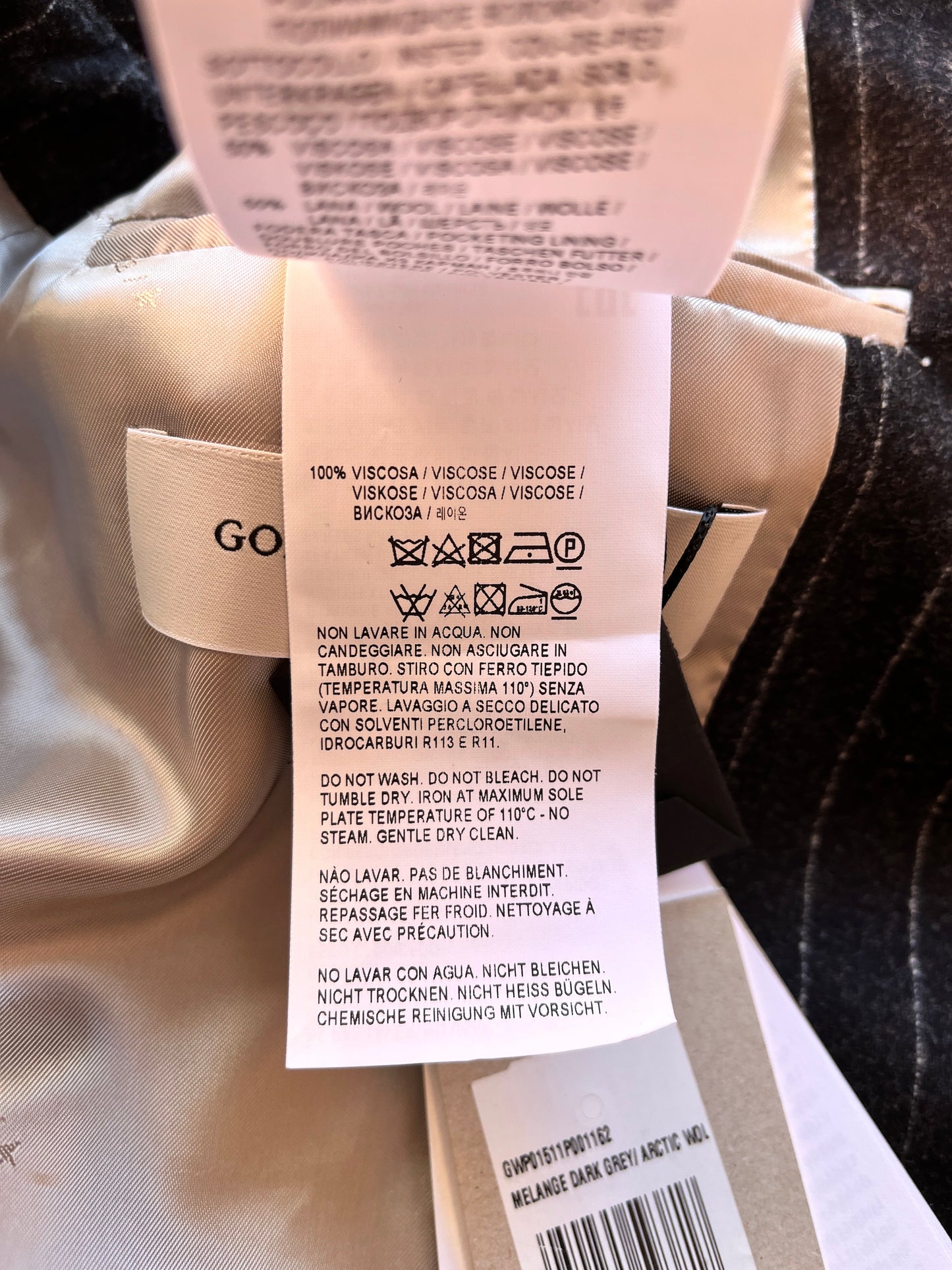 Golden Goose Vest Isolde Jacket Vest Pinstripe Melange Wool Dark Gray 46 10
