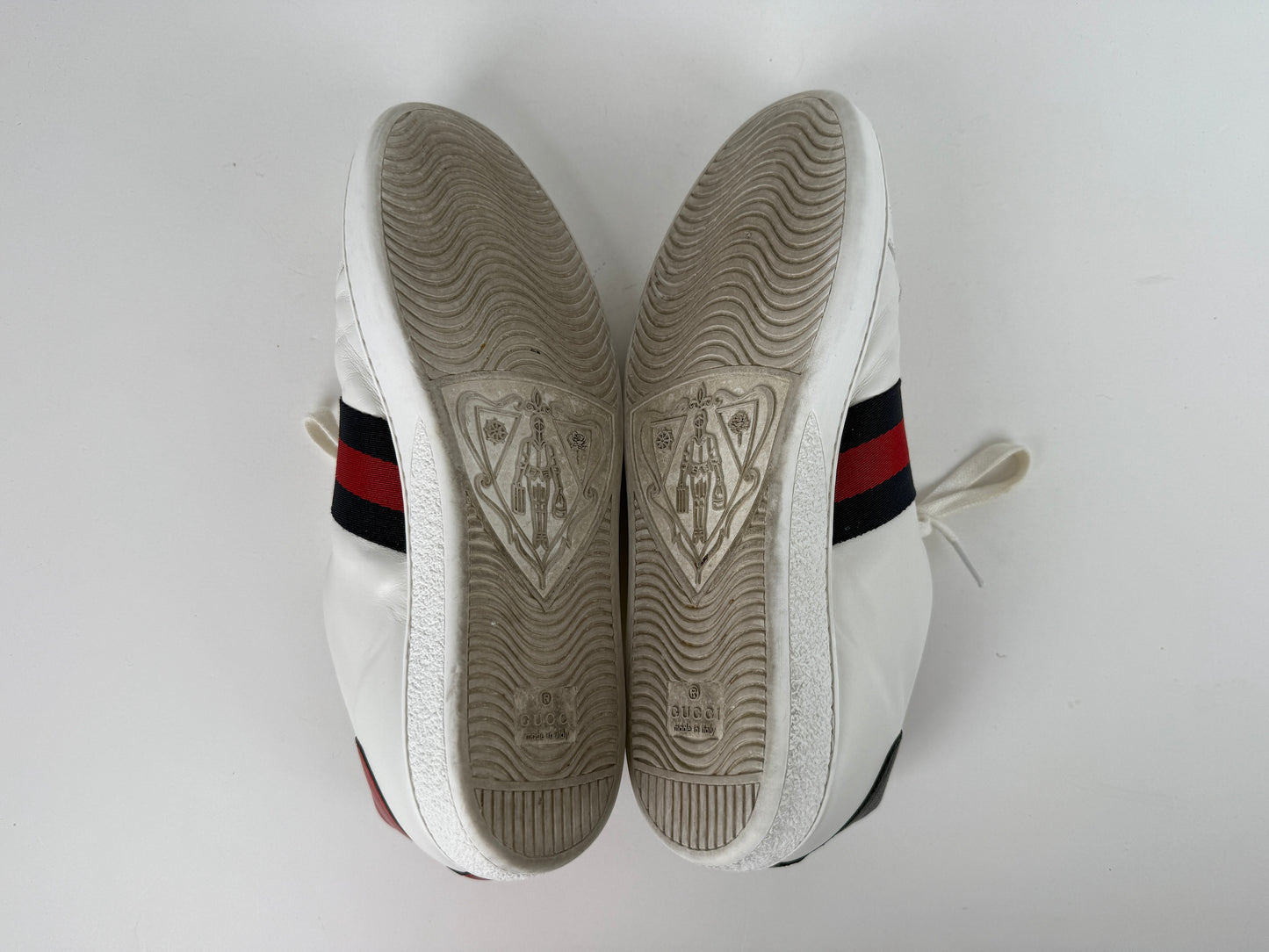 GUCCI Loved Web Leather Printed Embellished White Sneakers 37.5