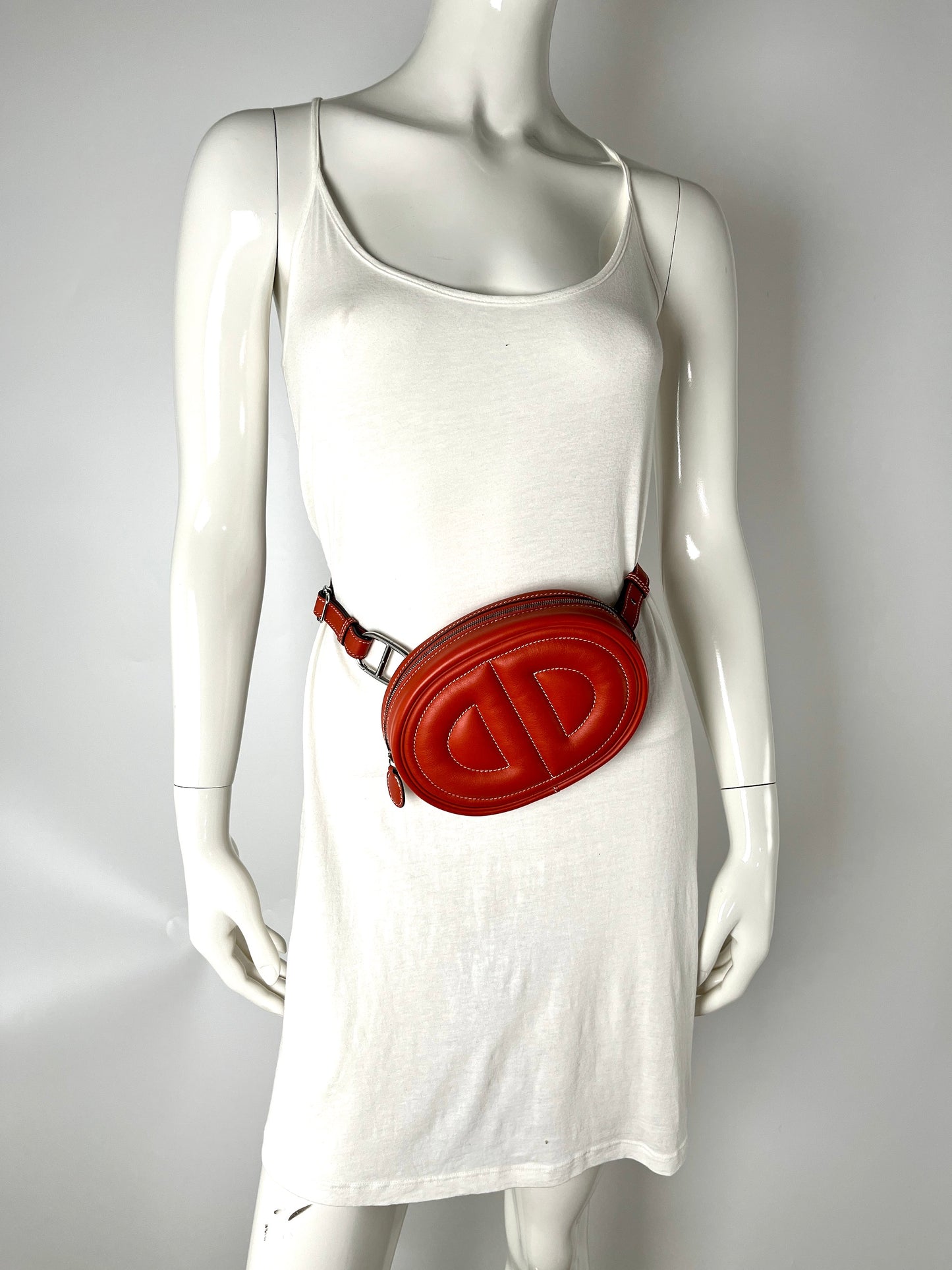 HERMES Brique Pink Swift Leather In The Loop Waist Belt Bum Bag