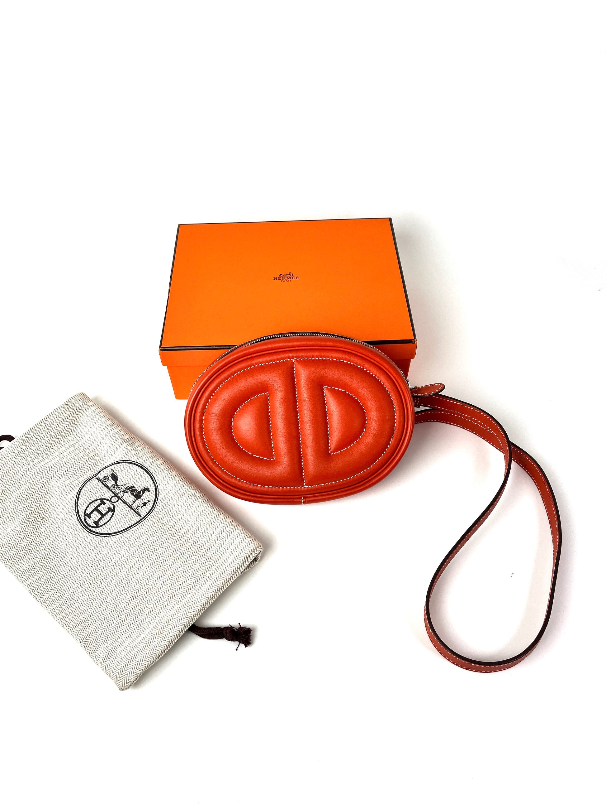 HERMES Brique Pink Swift Leather In The Loop Waist Belt Bum Bag