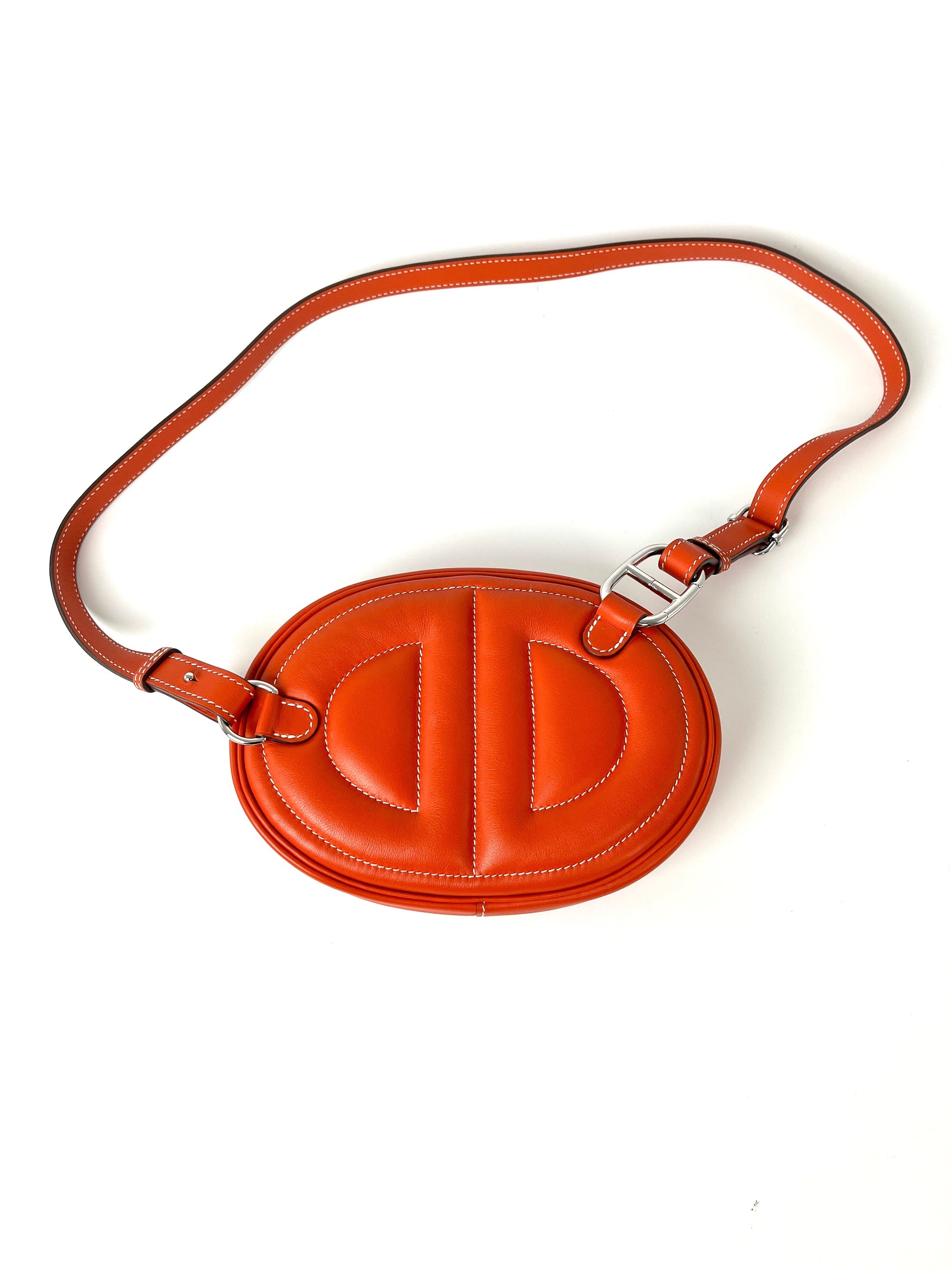 HERMES Brique Pink Swift Leather In The Loop Waist Belt Bum Bag