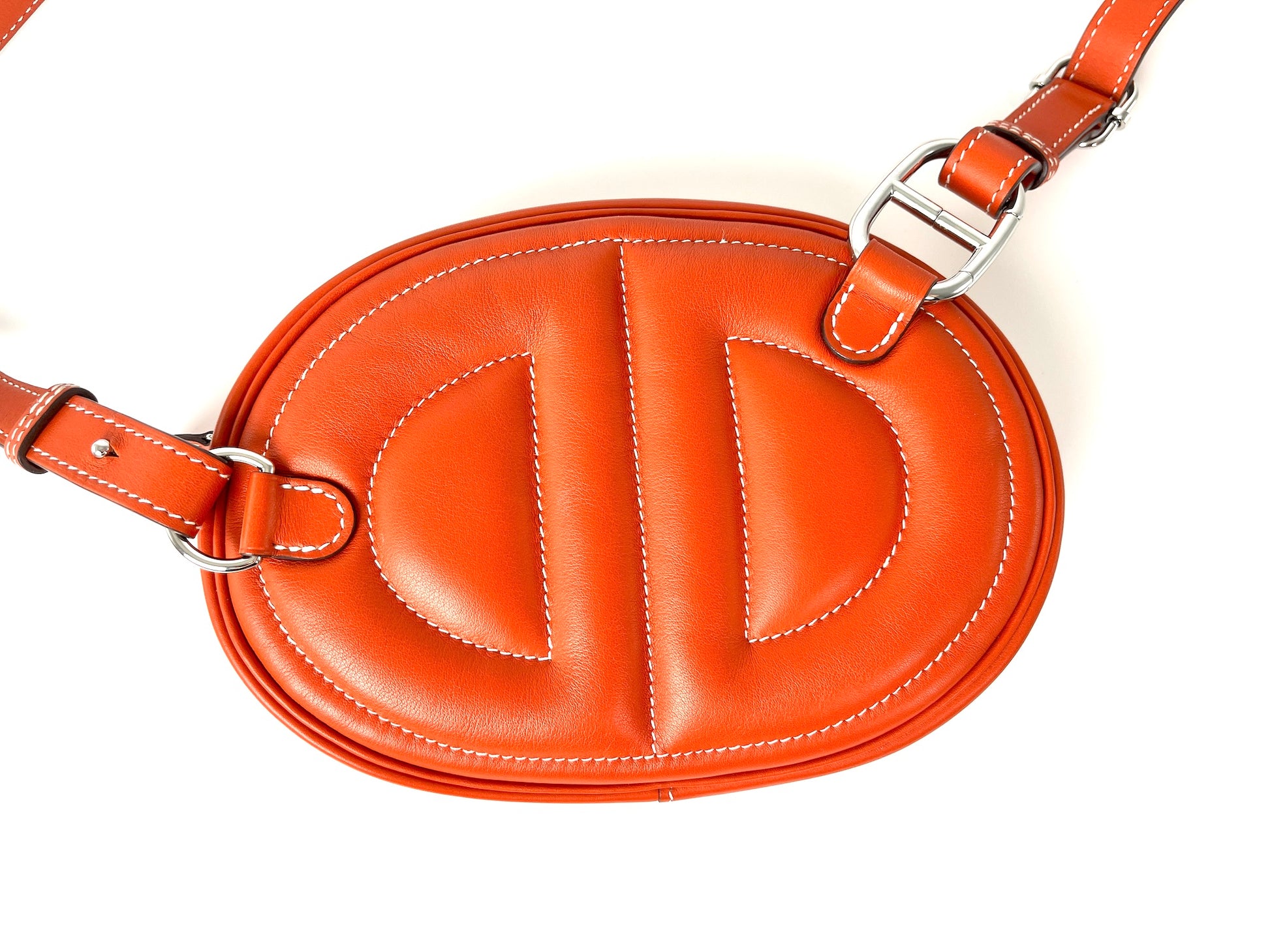 HERMES Brique Pink Swift Leather In The Loop Waist Belt Bum Bag