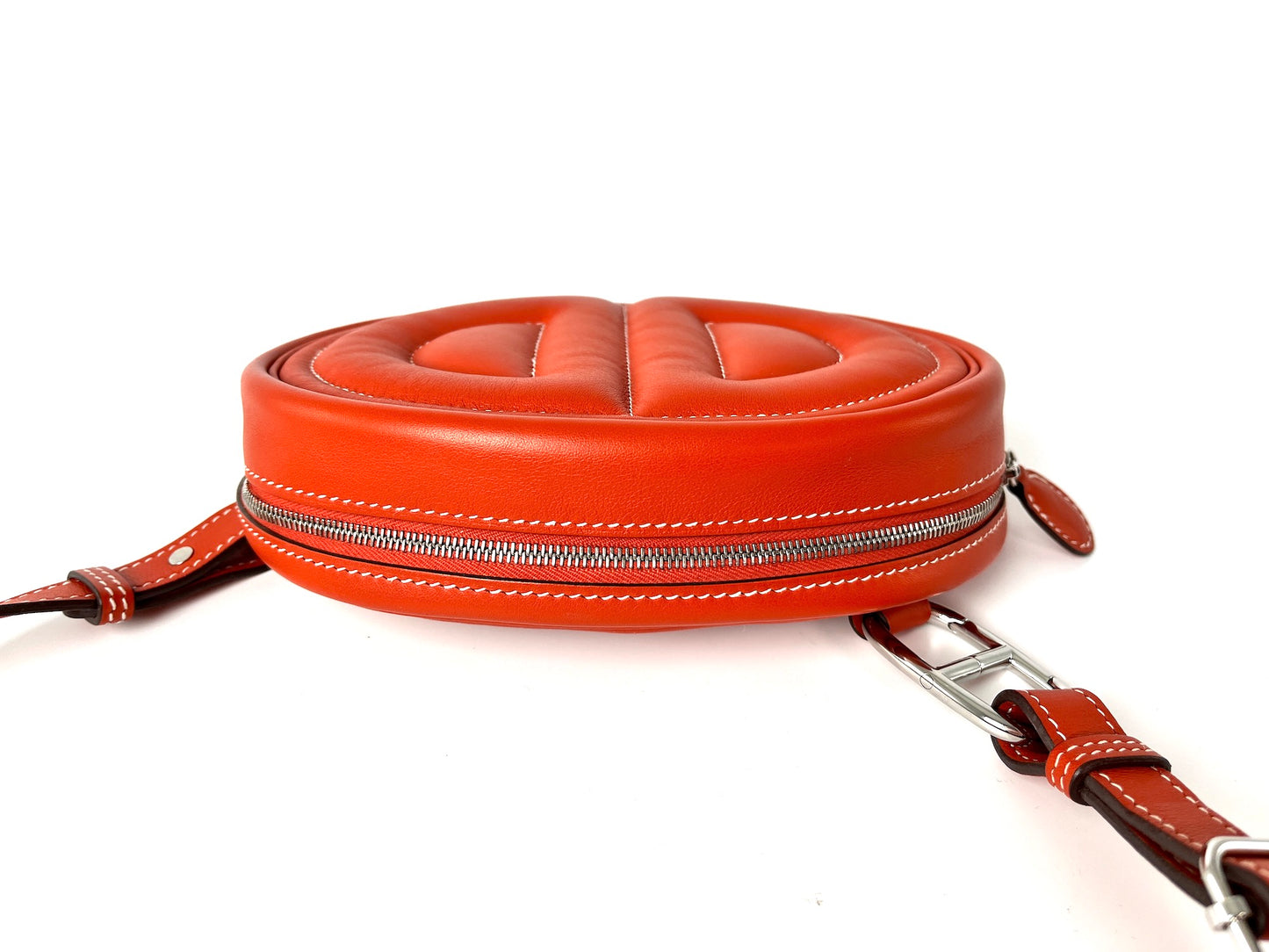 HERMES Terre Battue Orange Swift Leather In The Loop Waist Belt Bum Bag