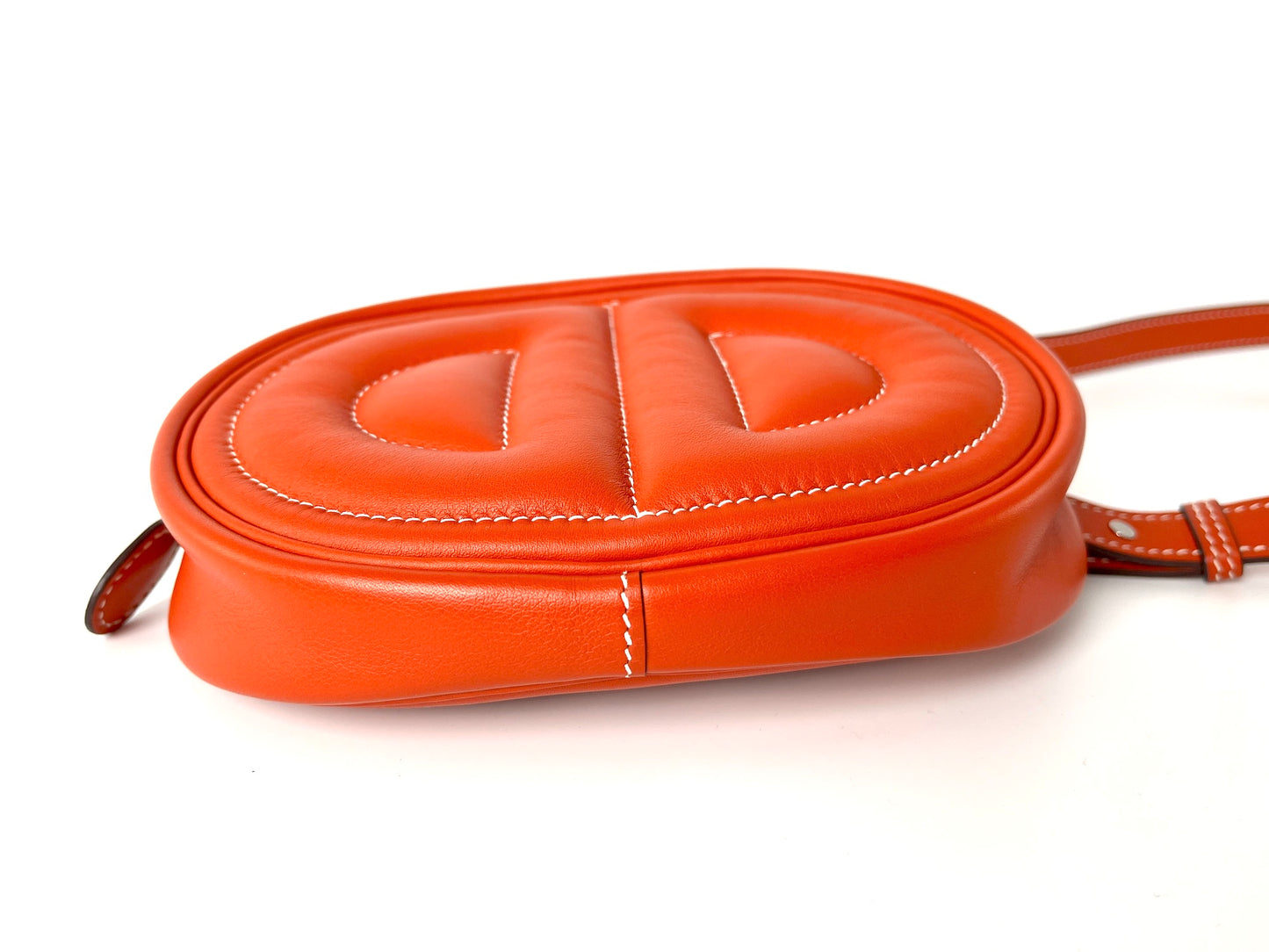 HERMES Terre Battue Orange Swift Leather In The Loop Waist Belt Bum Bag