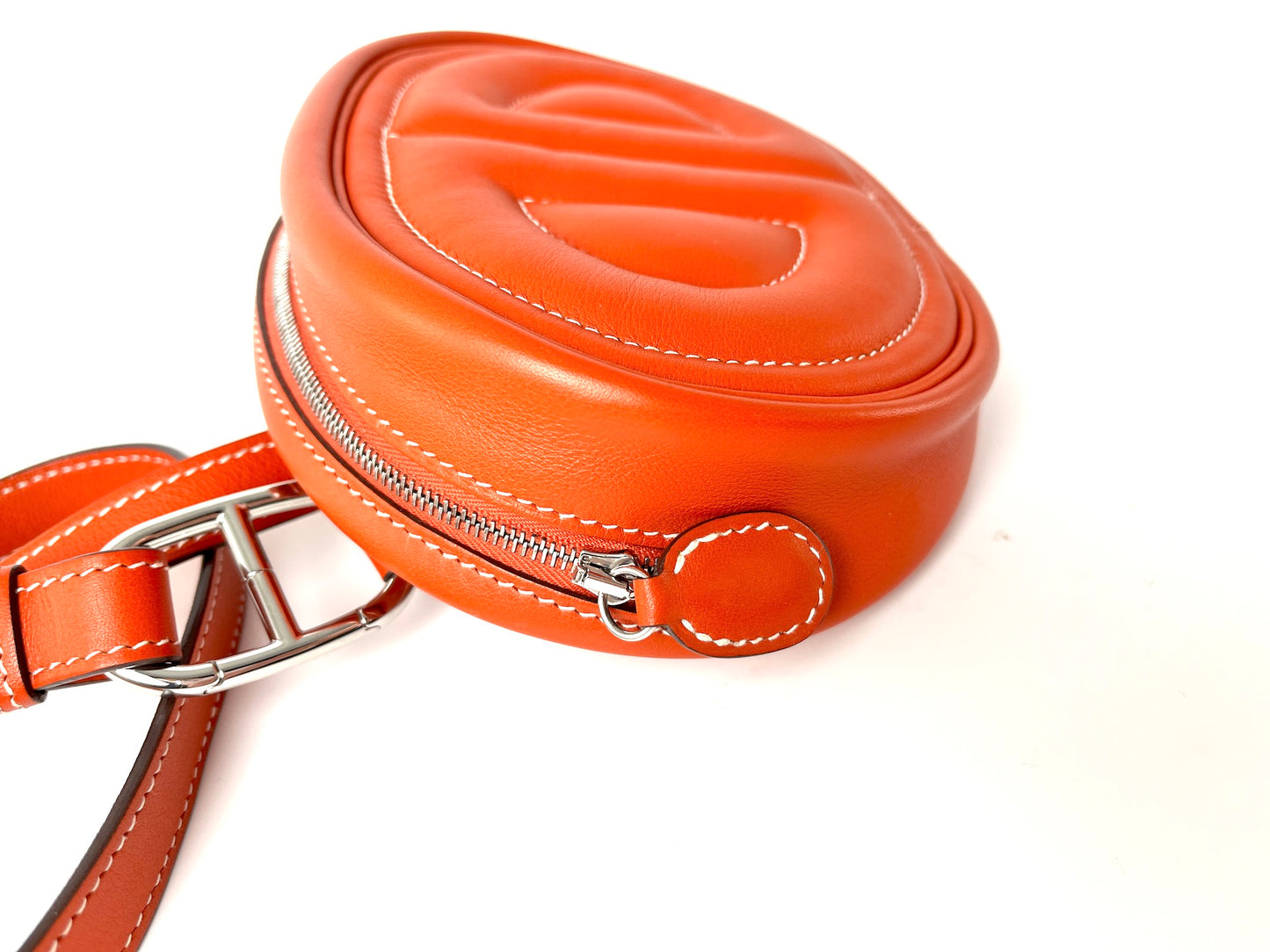 HERMES Terre Battue Orange Swift Leather In The Loop Waist Belt Bum Bag
