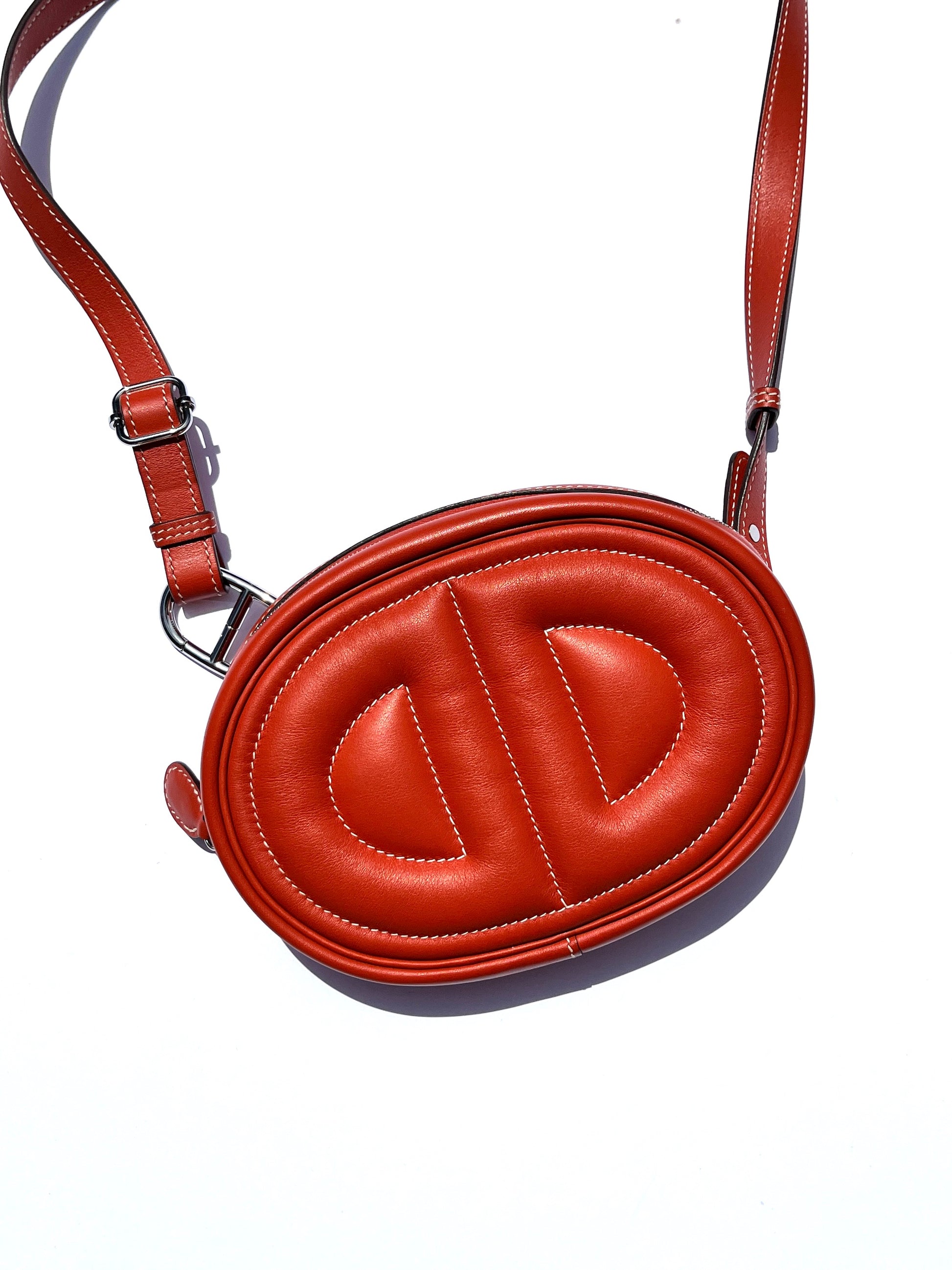 HERMES Brique Pink Swift Leather In The Loop Waist Belt Bum Bag