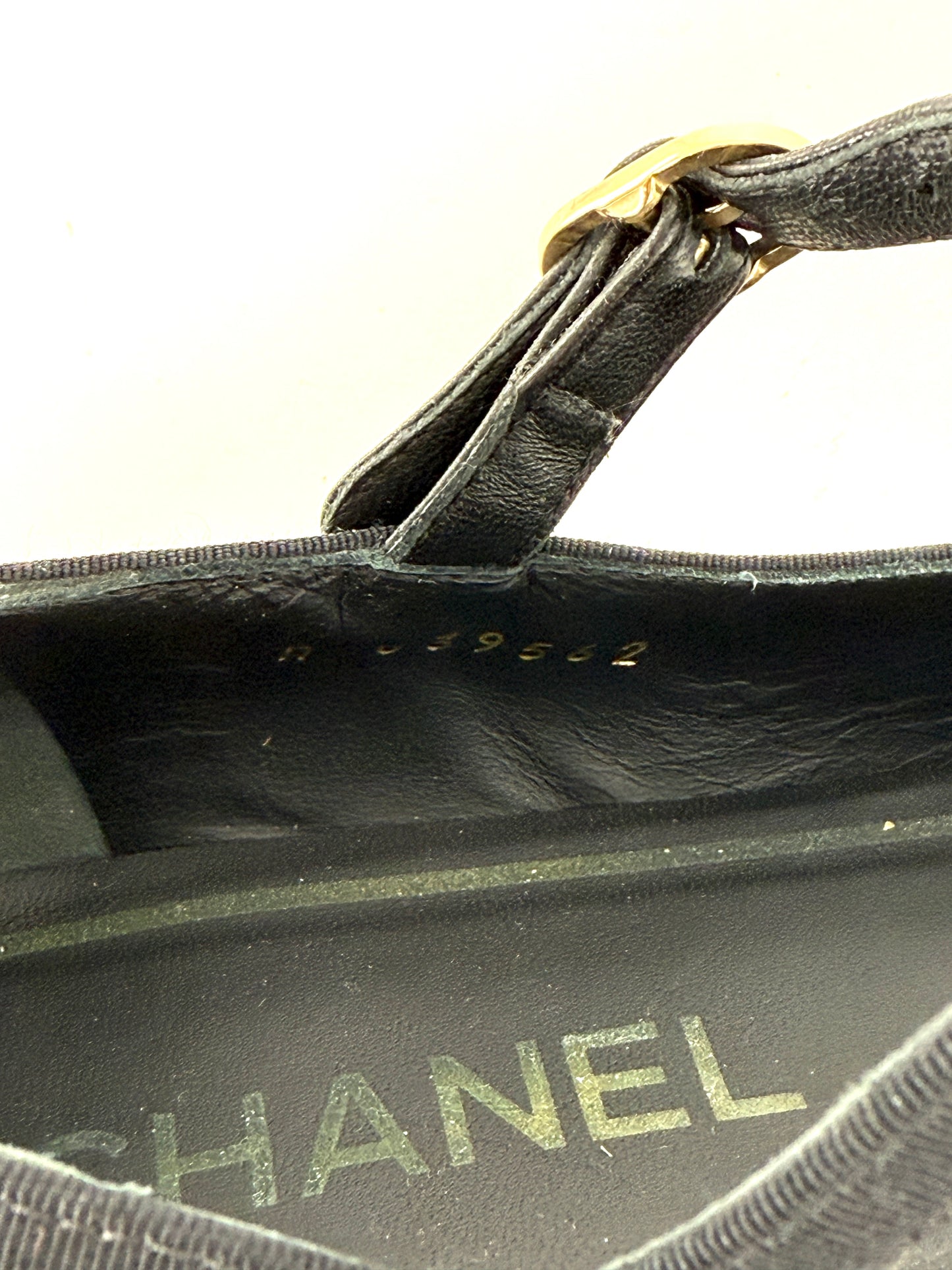 CHANEL Cap Toe Mary Jane Satin Patent Leather CC Logo Low Heel Pumps 39 8.5