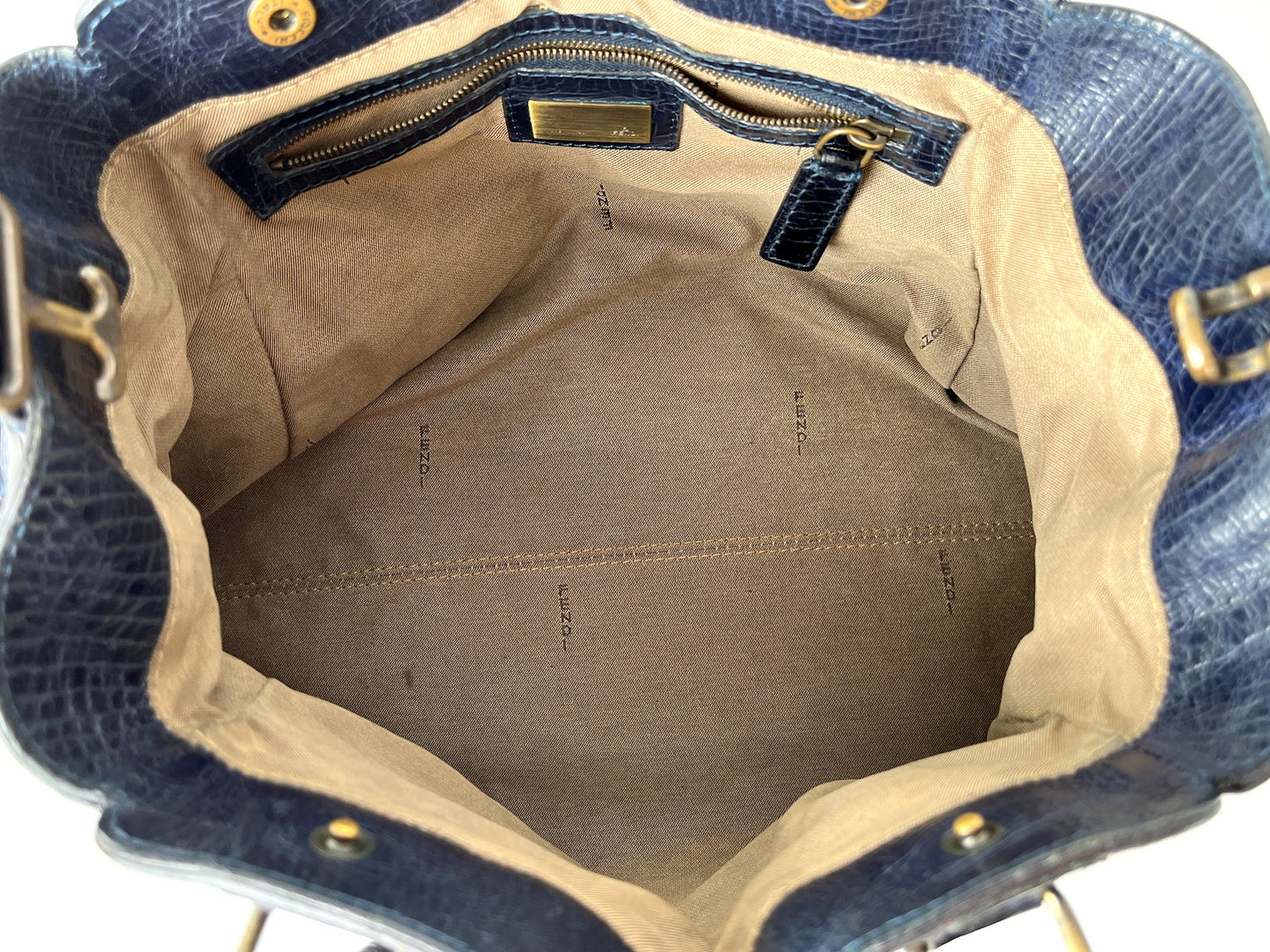 Vintage FENDI Etniko Navy Blue Leather Shoulder  Bag