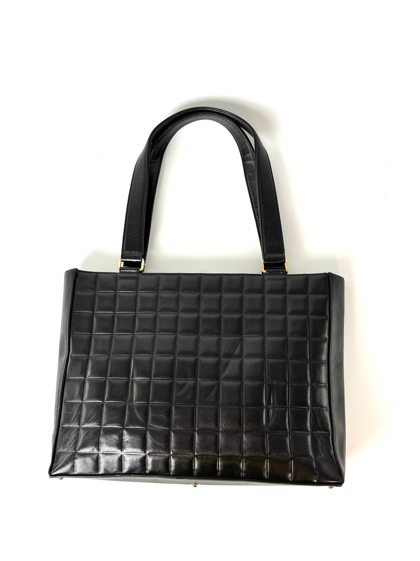 Vintage CHANEL Chocolate Bar Black Leather Shoulder Bag