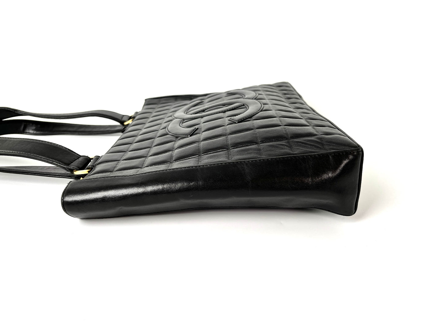 Vintage CHANEL Chocolate Bar Black Leather Shoulder Bag