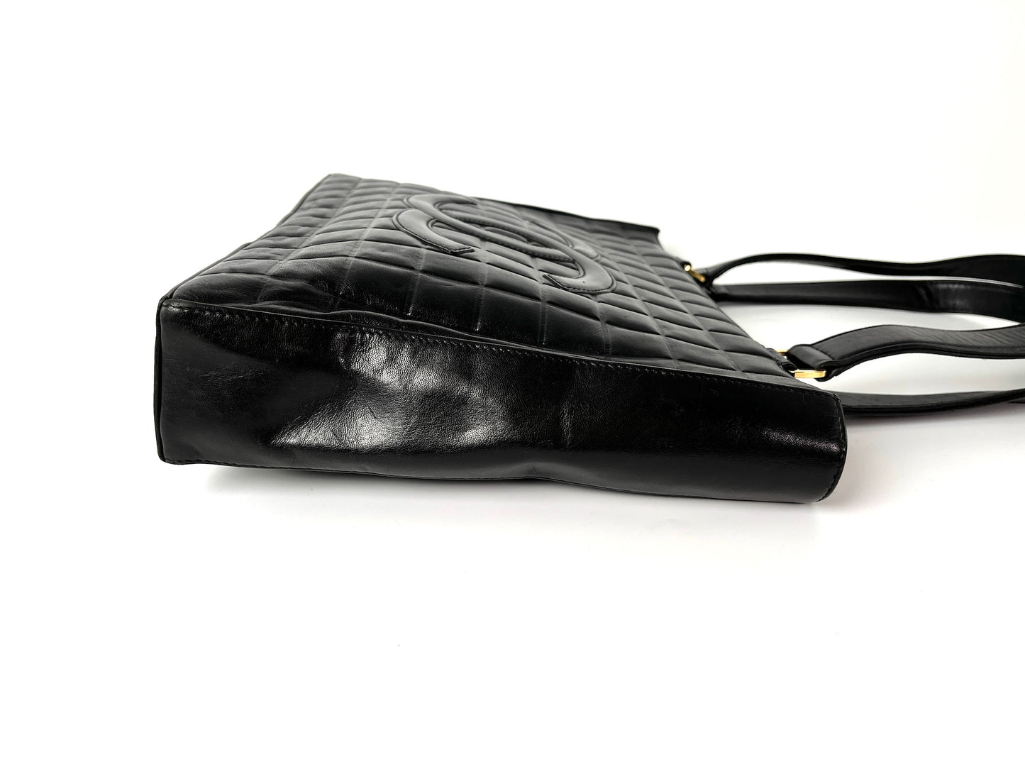 Vintage CHANEL Chocolate Bar Black Leather Shoulder Bag