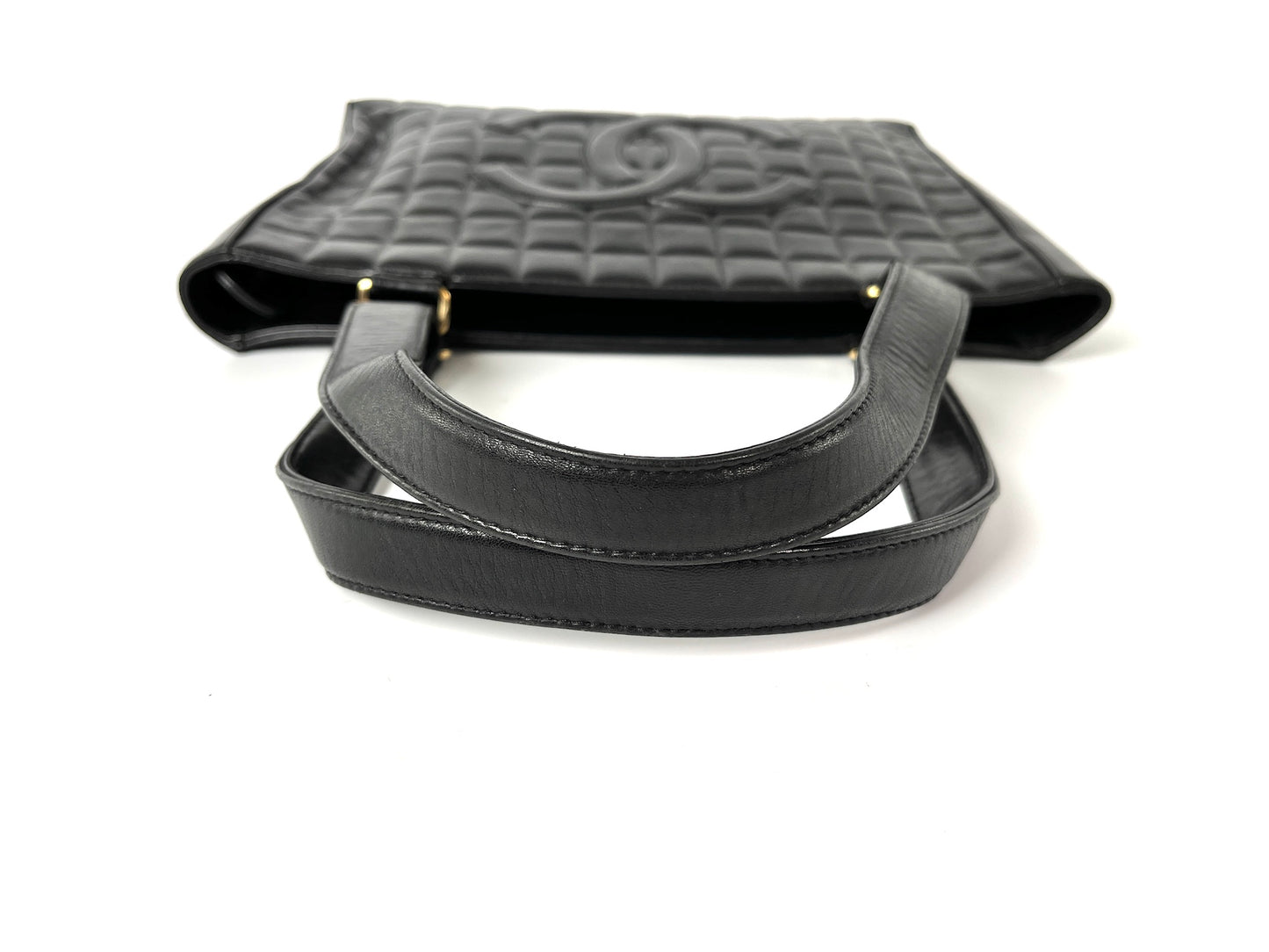 Vintage CHANEL Chocolate Bar Black Leather Shoulder Bag