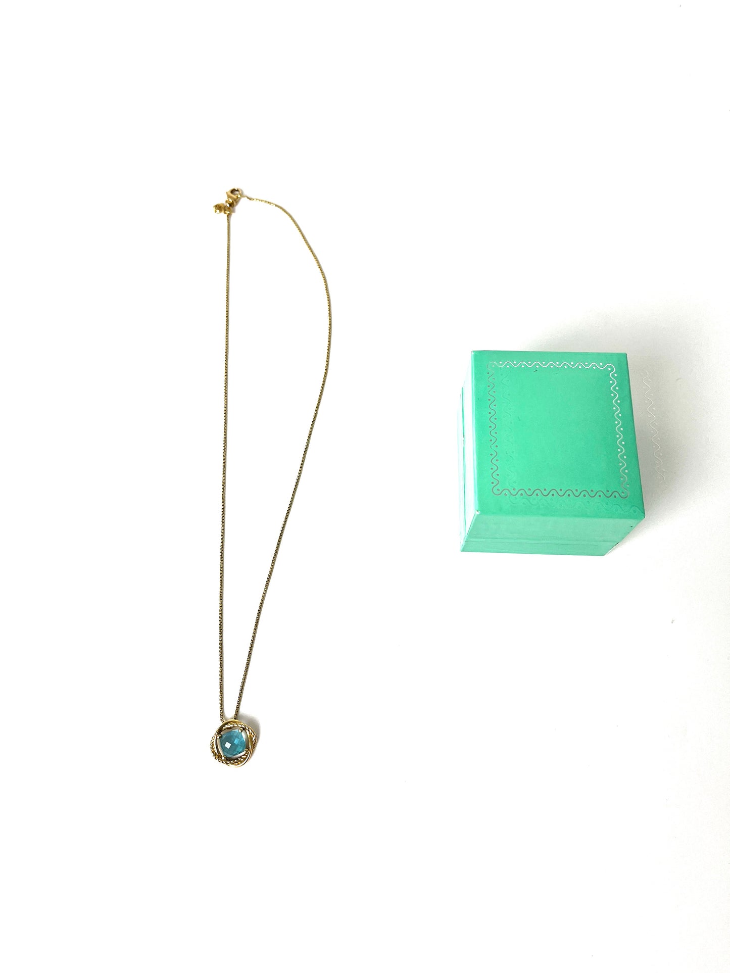 David Yurman Crossover 18k Yellow Gold Blue Topaz Infinity Pendant Necklace
