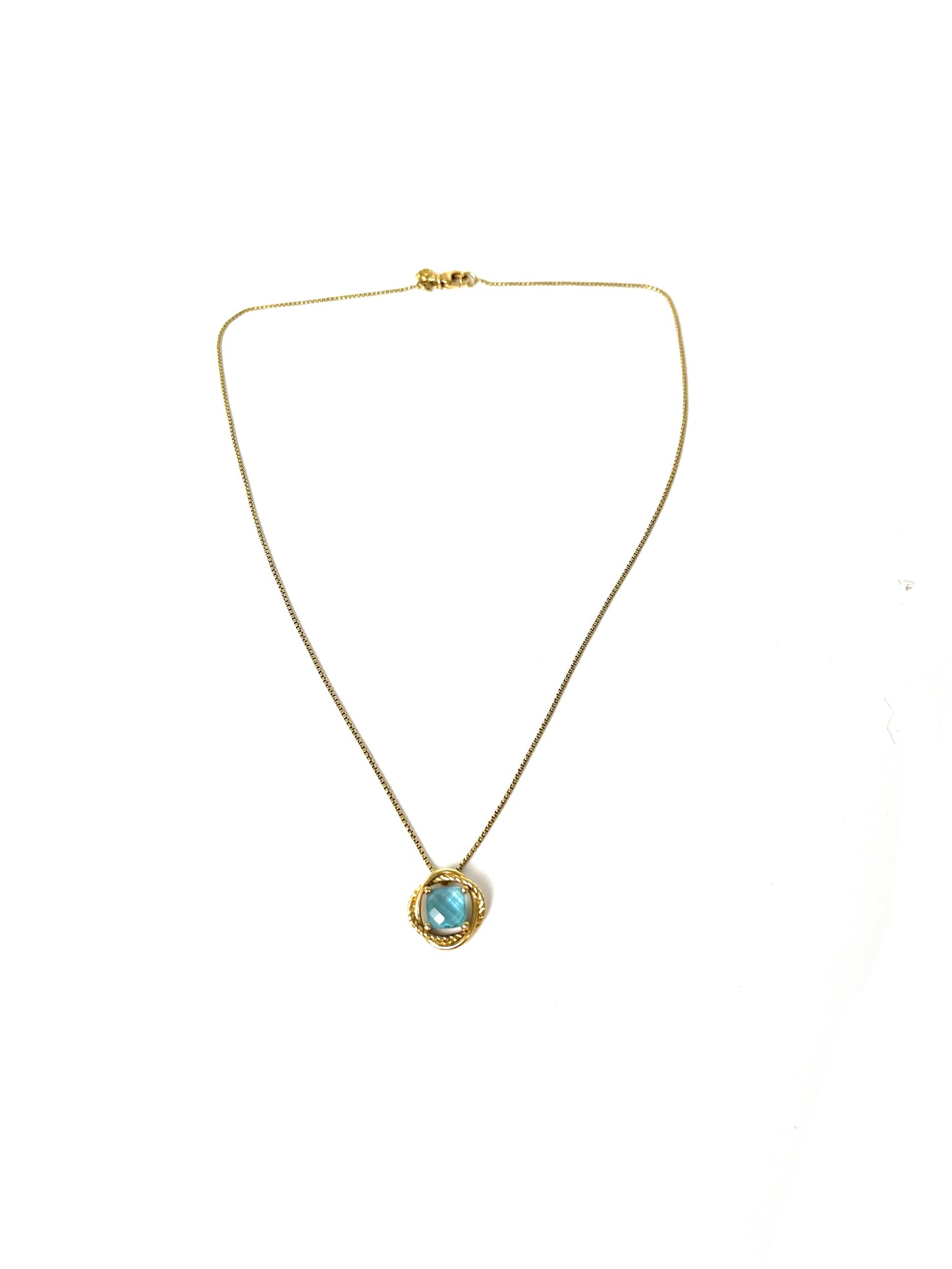 David Yurman Crossover 18k Yellow Gold Blue Topaz Infinity Pendant Necklace