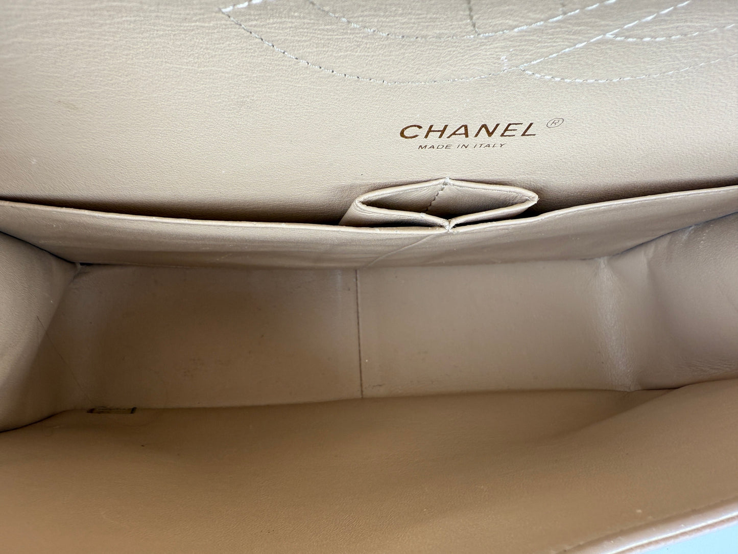 CHANEL Light Beige Caviar Jumbo Quilted Gold Hardware Classic Double Flap Bag