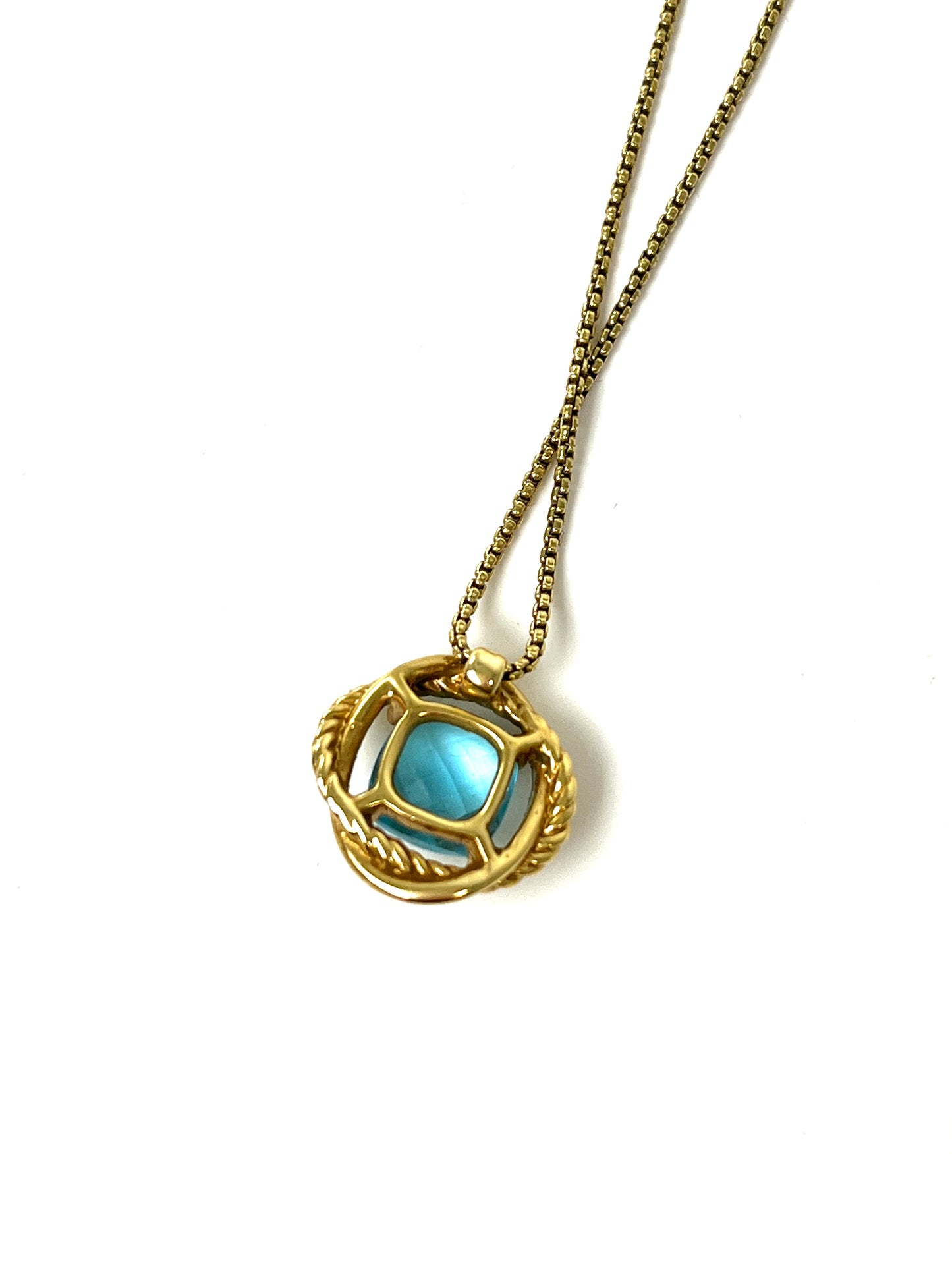 David Yurman Crossover 18k Yellow Gold Blue Topaz Infinity Pendant Necklace Designer jewelry