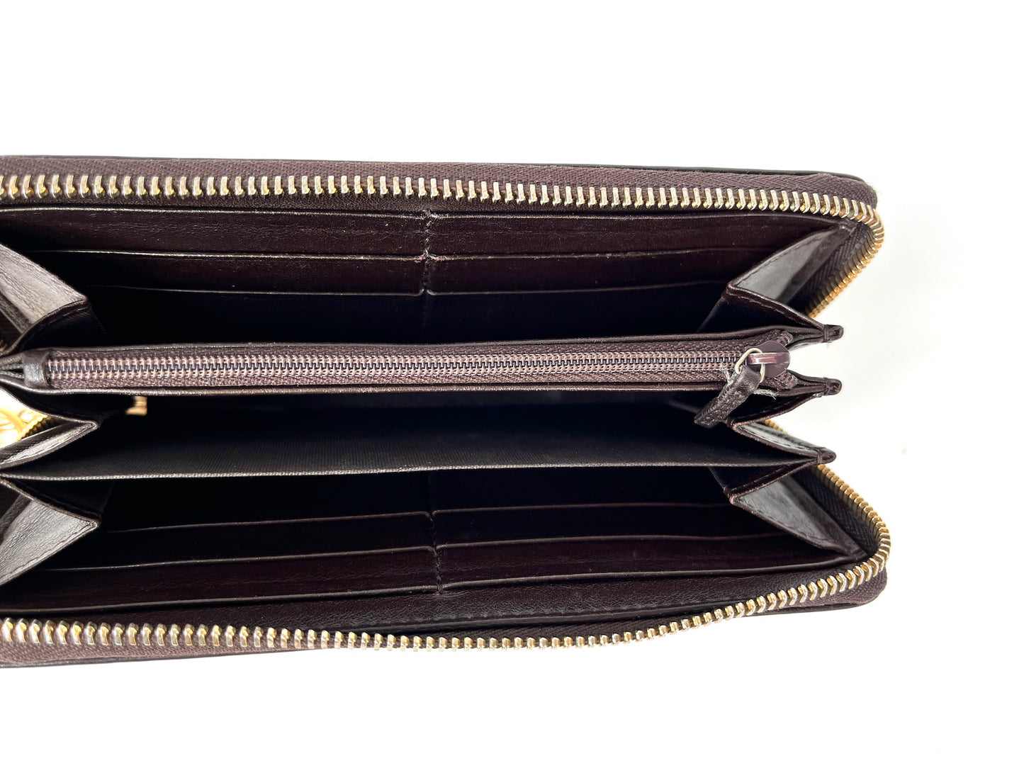 Vintage Gucci Guccissima Monogram Dark Brown Leather Long Zip Wallet