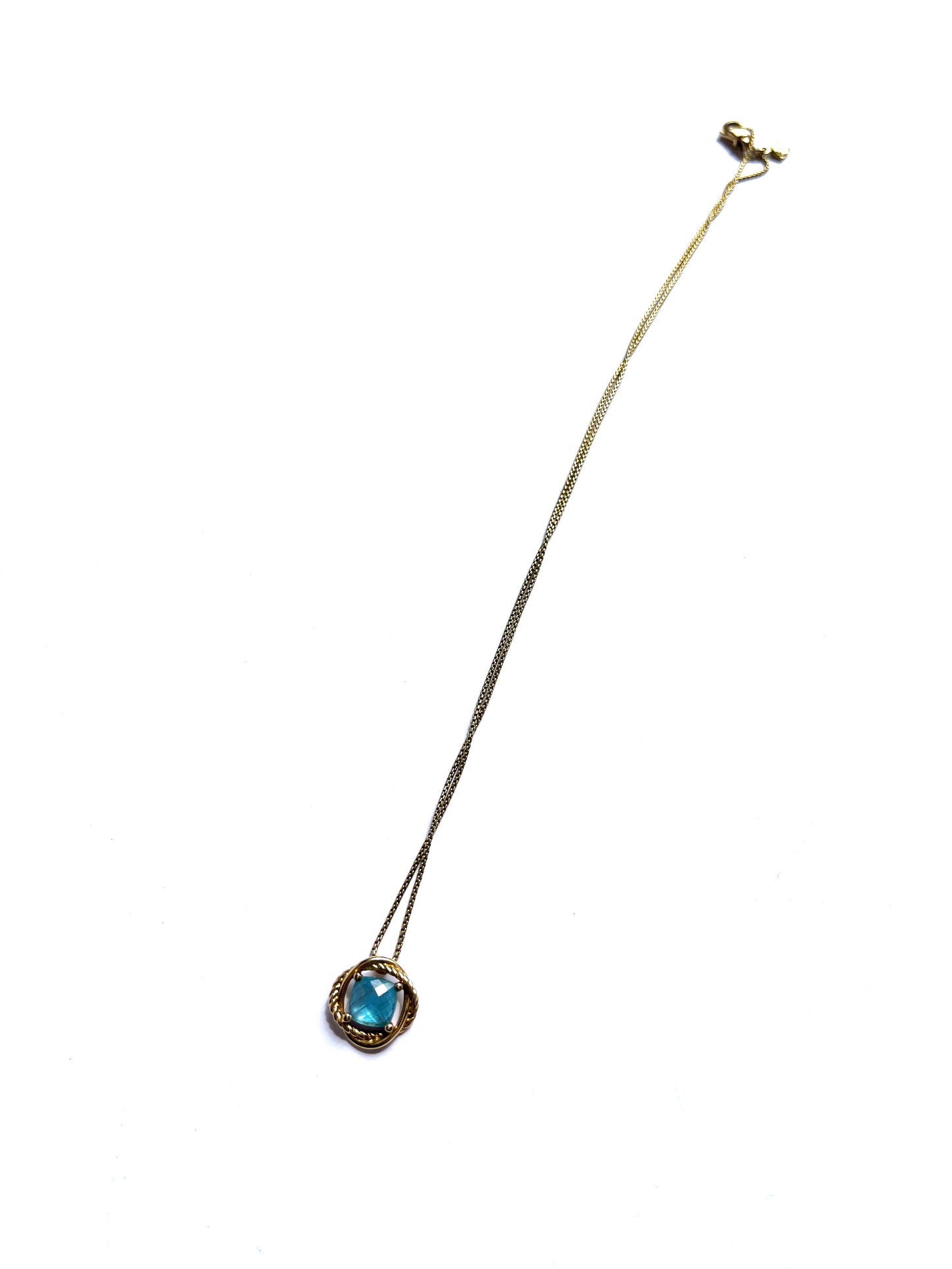 David Yurman Crossover 18k Yellow Gold Blue Topaz Infinity Pendant Necklace