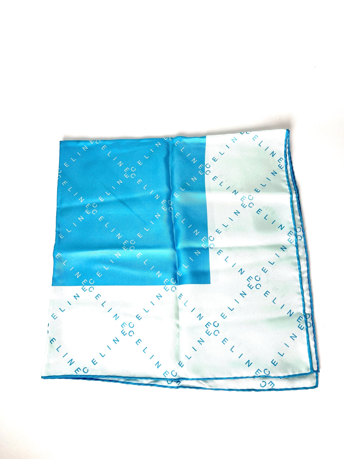 Celine Silk Light Blue Print Square Scarf