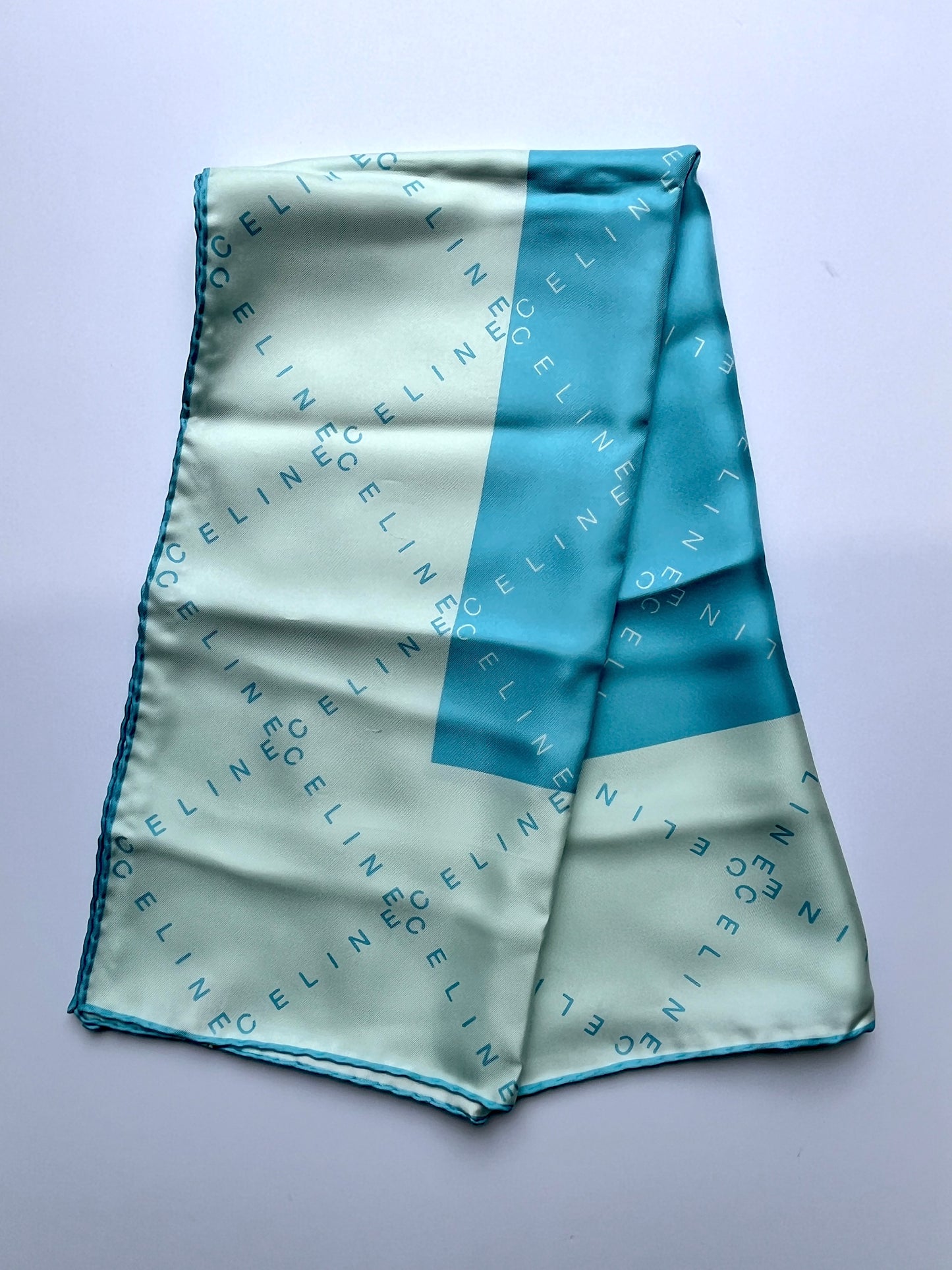 Celine Silk Light Blue Print Square Scarf