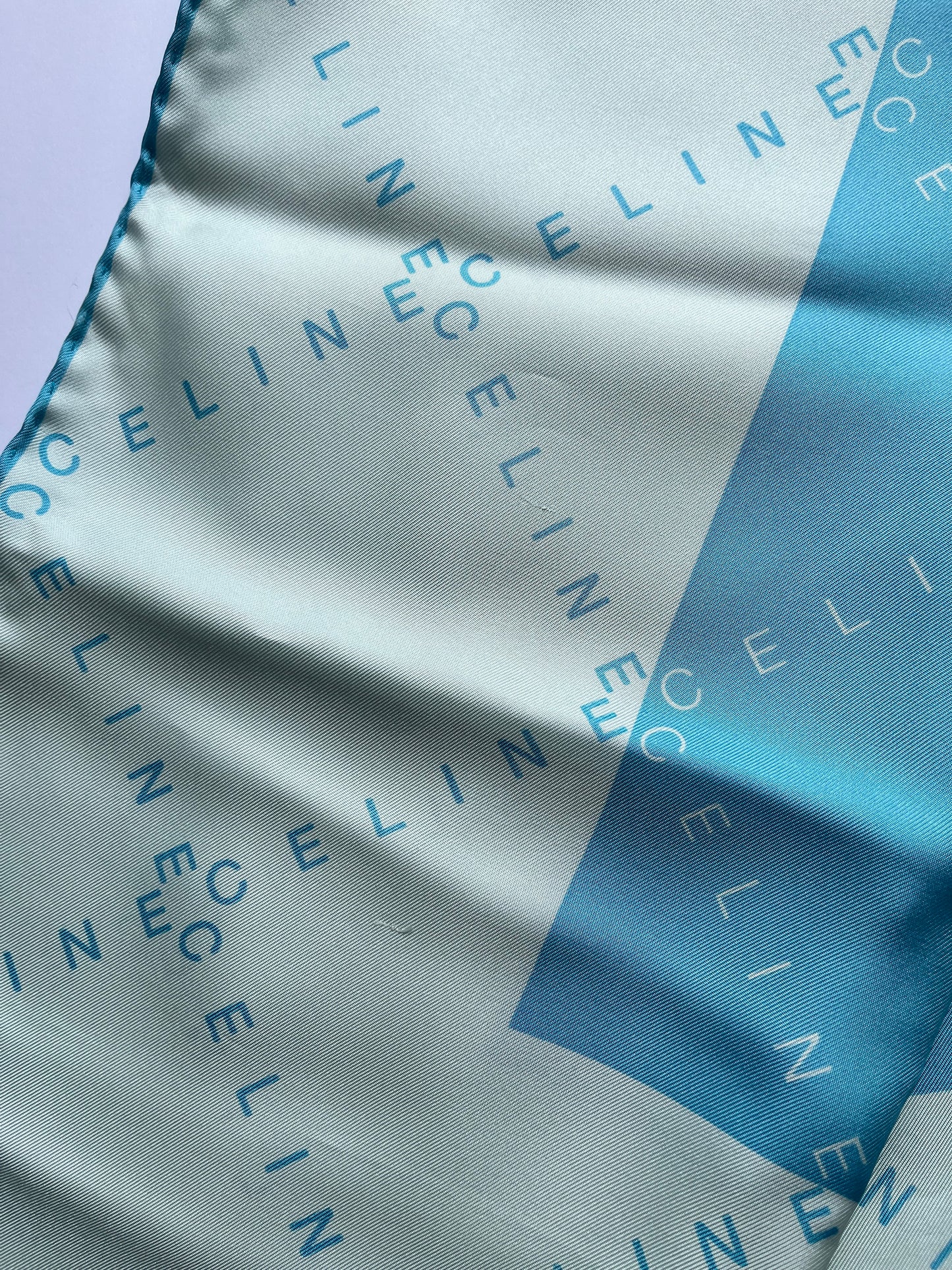 Celine Silk Light Blue Print Square Scarf