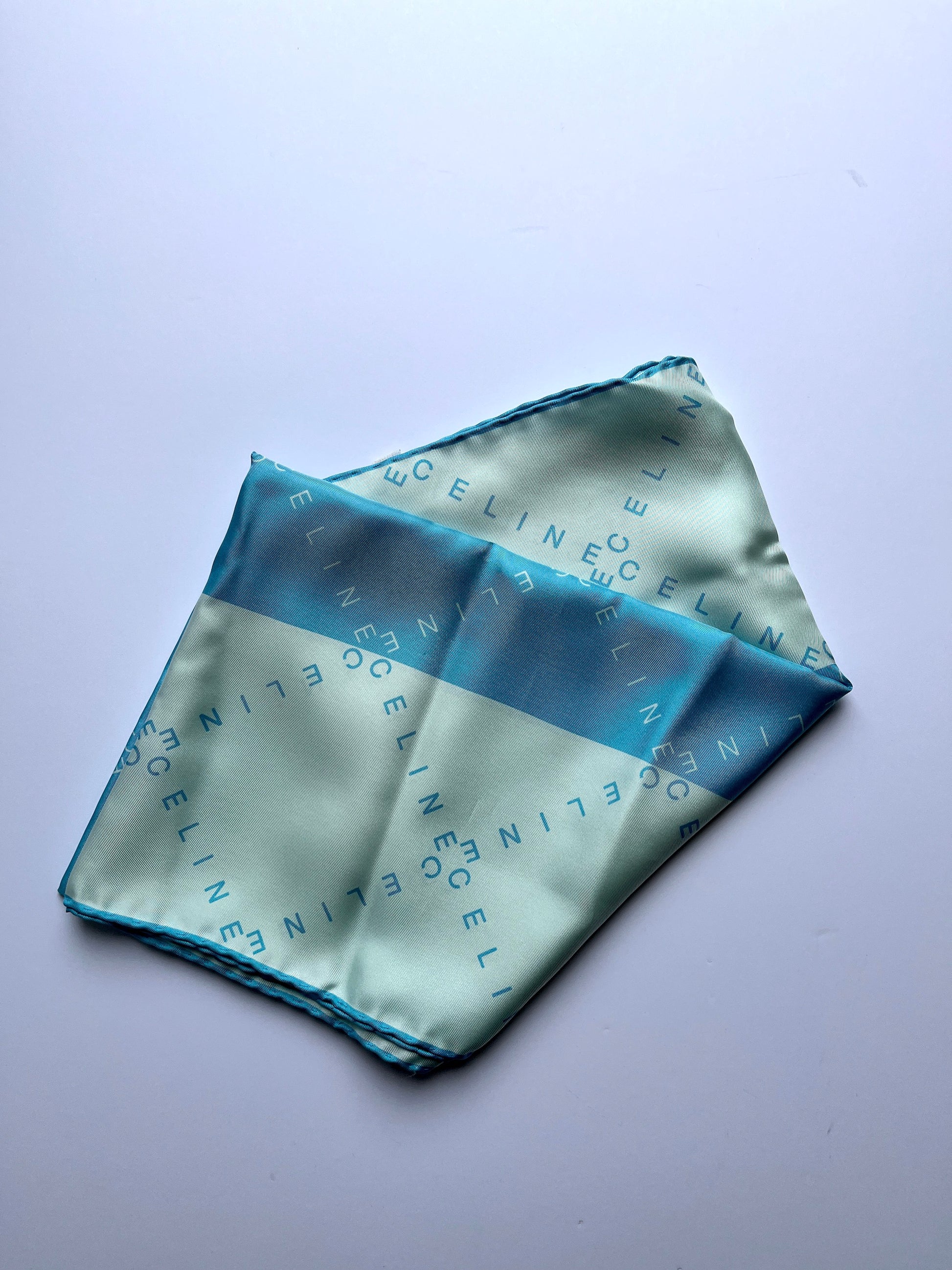 Celine Silk Light Blue Print Square Scarf