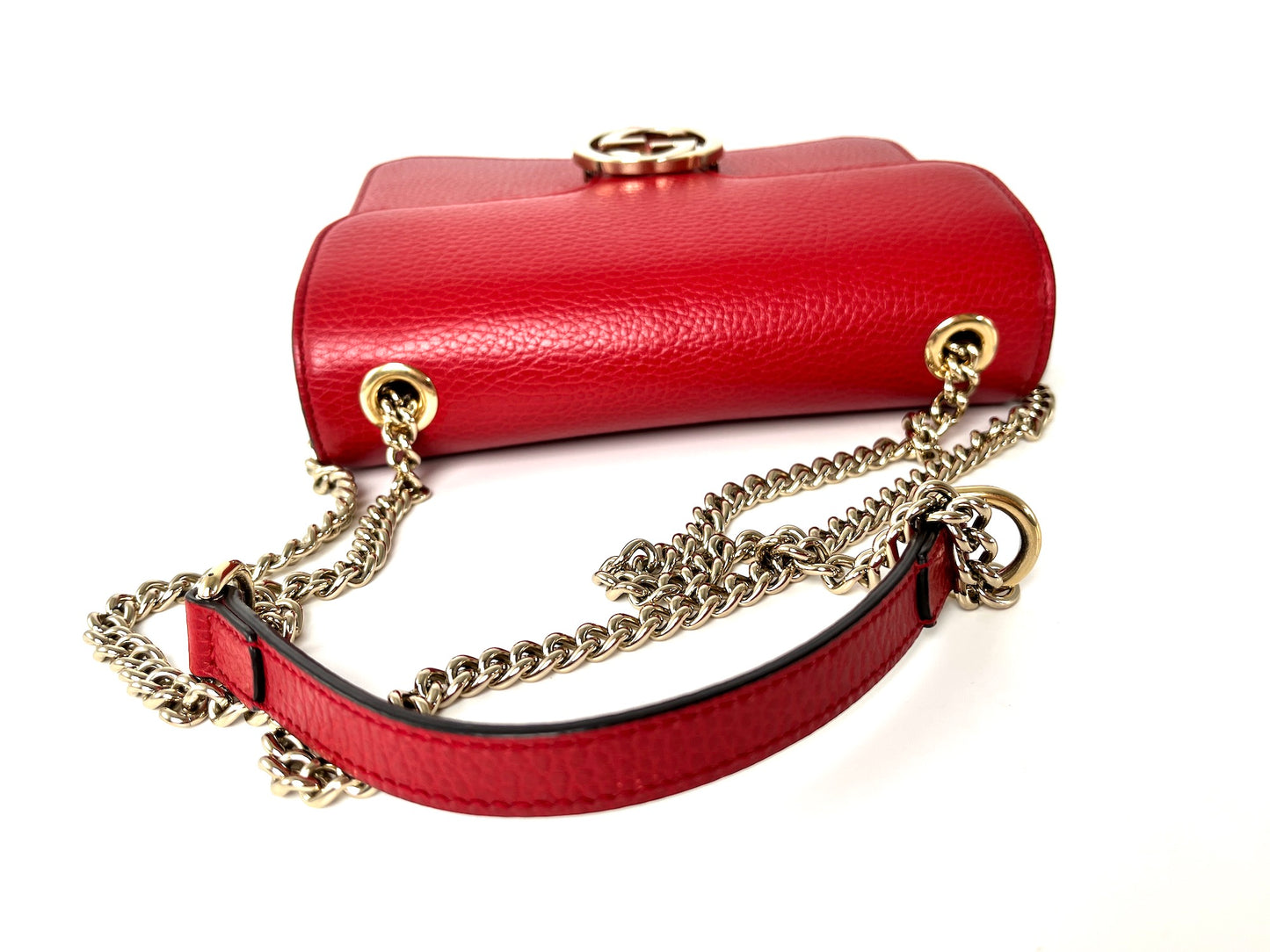 Gucci Dollar Red Leather Interlocking GG Crossbody Shoulder Bag