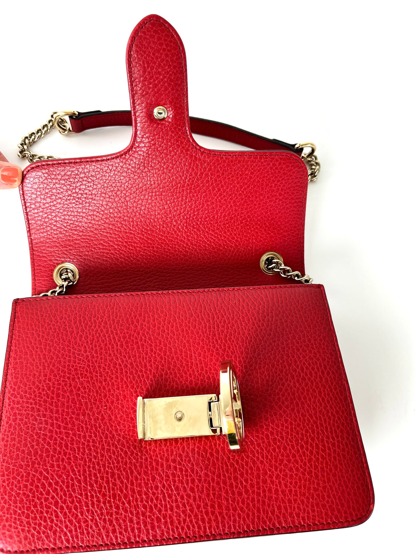 Gucci Dollar Red Leather Interlocking GG Crossbody Shoulder Bag