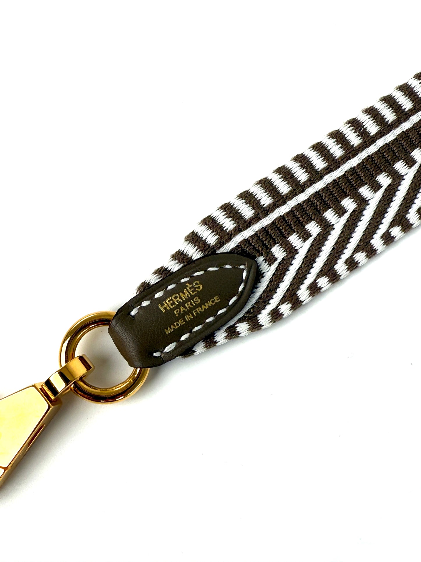 HERMES Bandouliere 25mm Sangle Cavale Canvas Leather Gris Pale Etoupe Bag Strap
