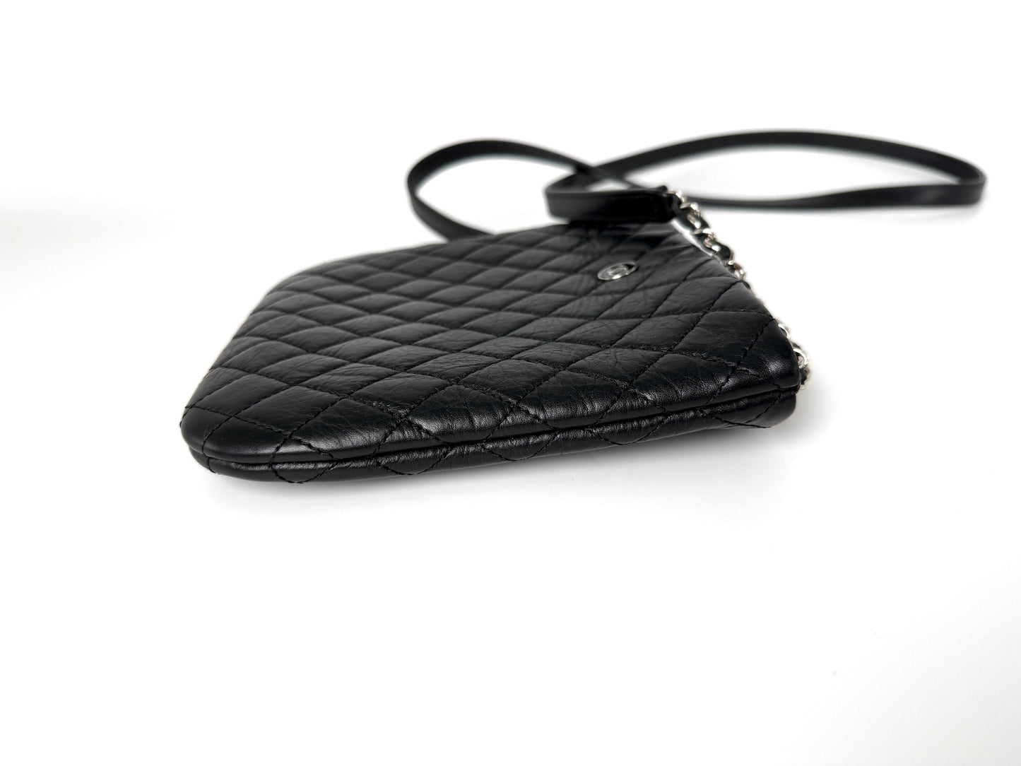 CHANEL Aged Calfskin CC Quilted Uniform Crossbody Black Bag
