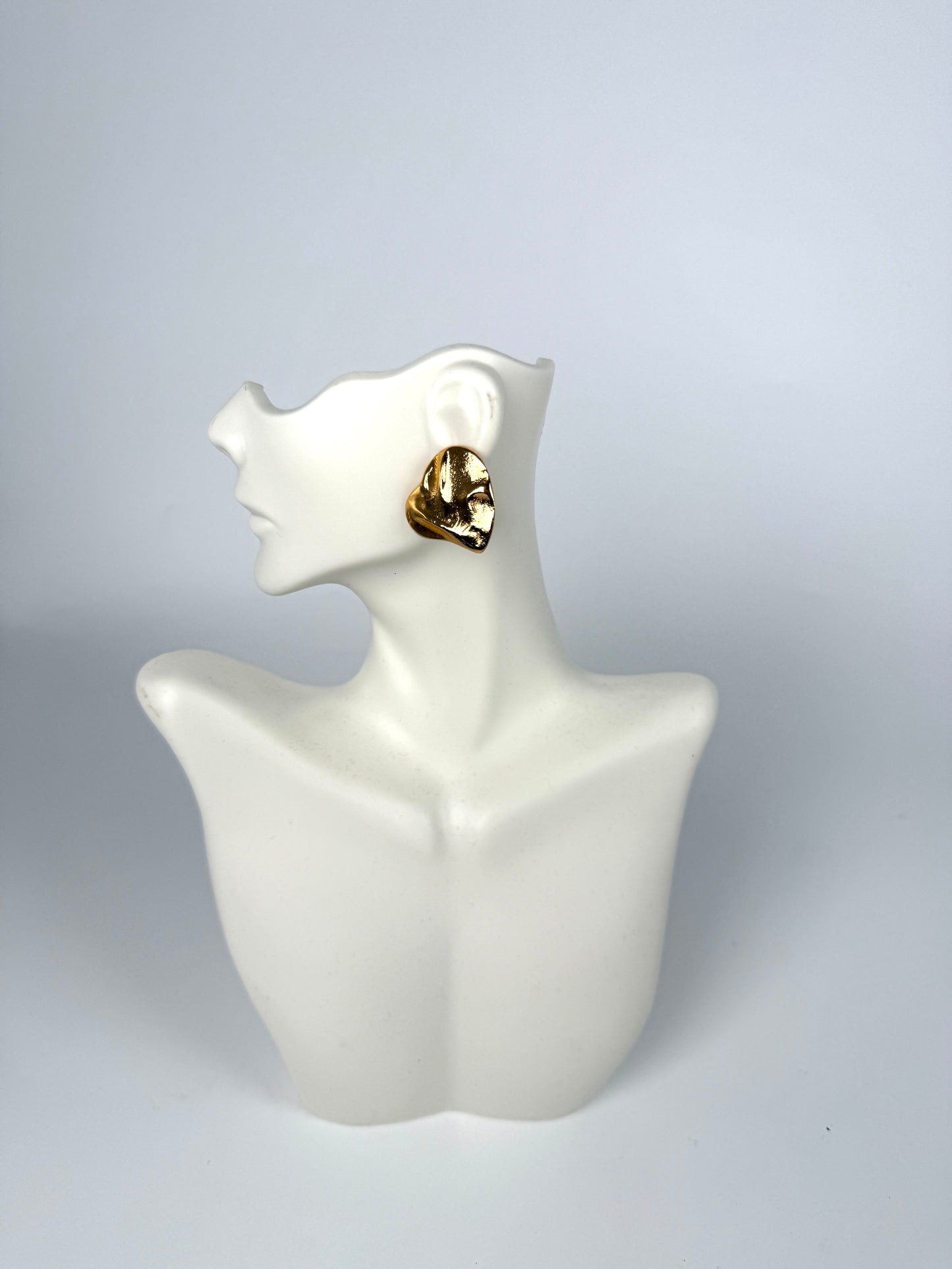 Vintage Saint Laurent YSL Gold Tone Heart Stud Earrings