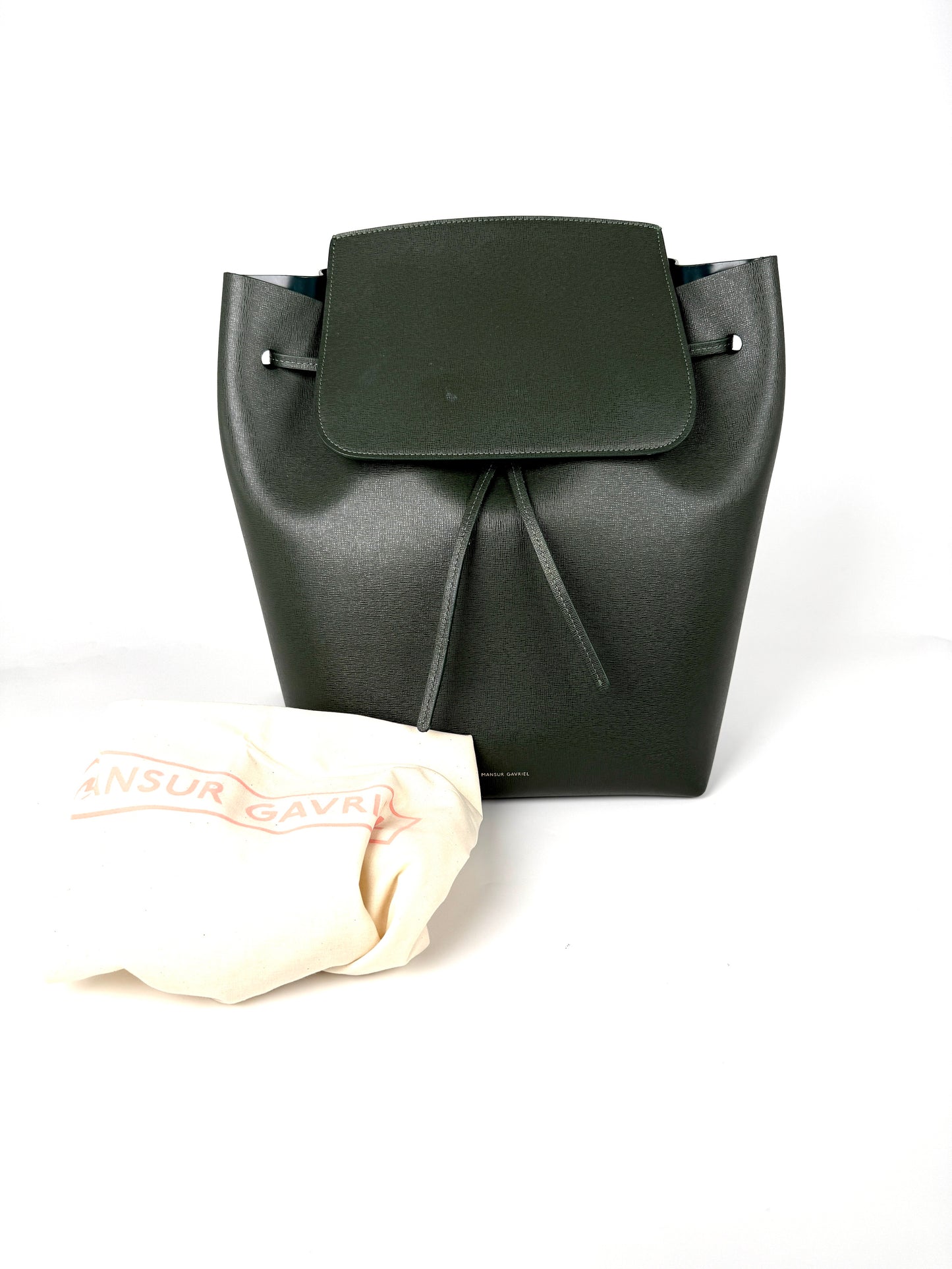 Mansur Gavriel Classic Dark Green Leather Backpack Bag