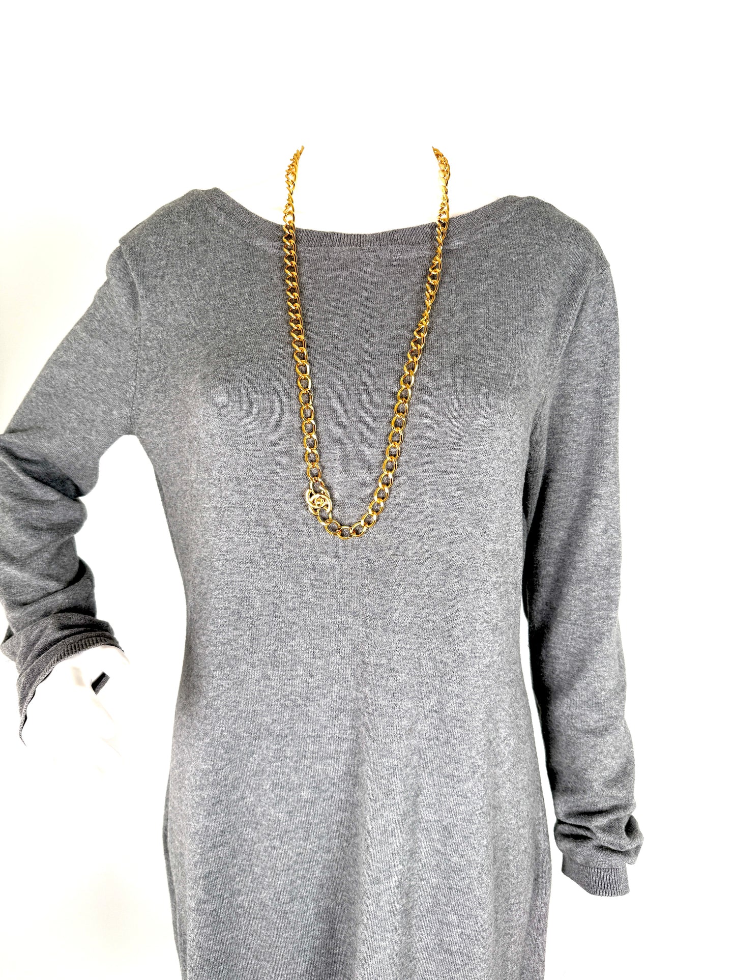 Vintage CHANEL Turn lock Gold Chain Link CC Waist Belt Necklace