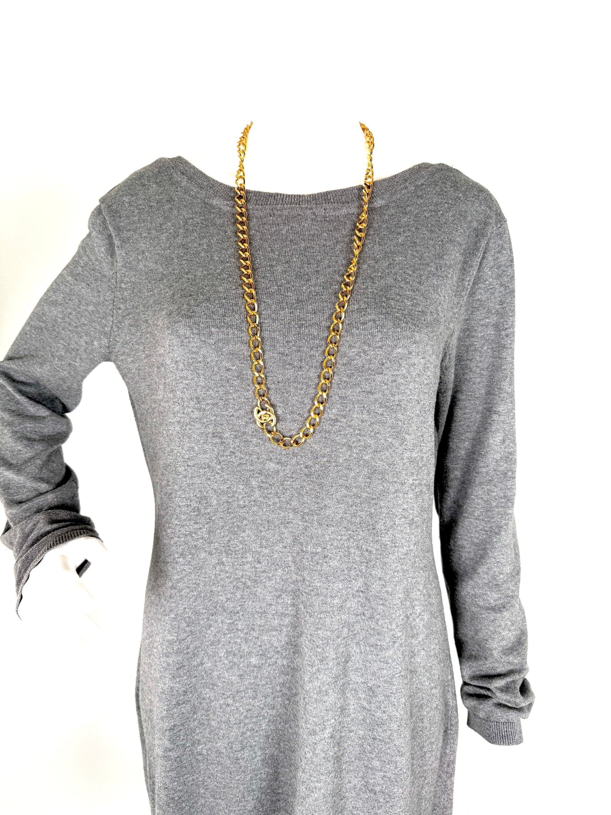 Vintage CHANEL Turn lock Gold Chain Link CC Waist Belt Necklace