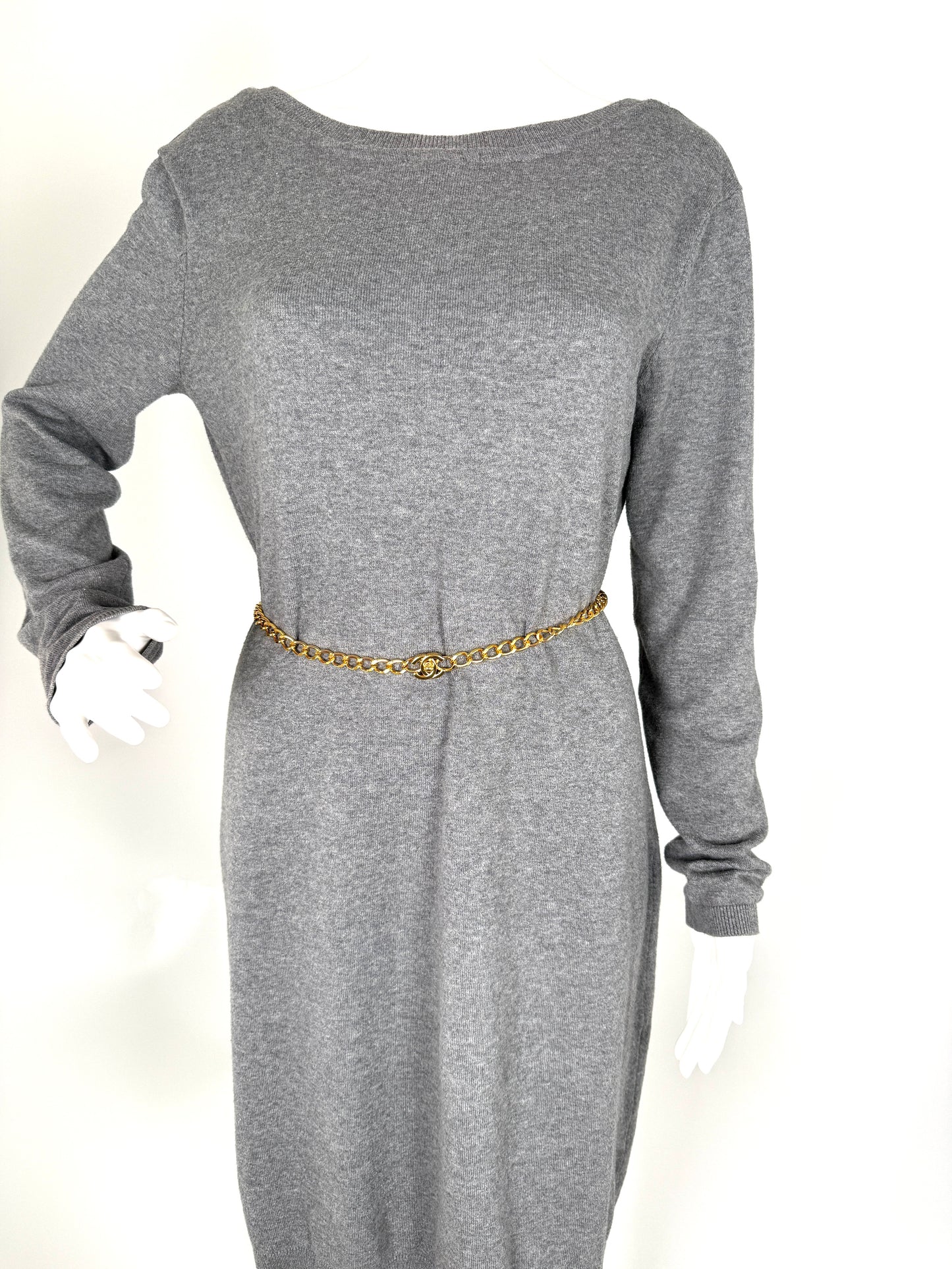 Vintage CHANEL Turn lock Gold Chain Link CC Waist Belt Necklace