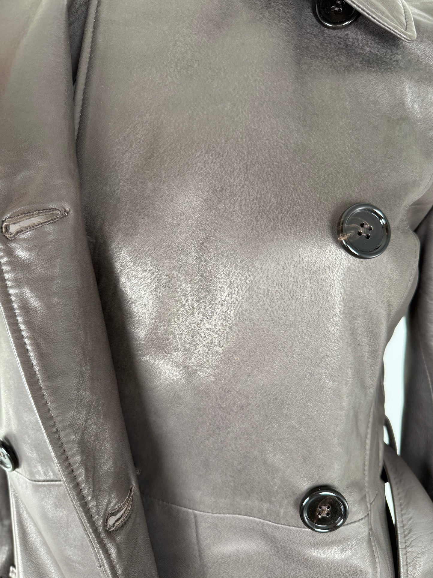 NWT Dolce & Gabbana Brown Long Collared Belted Long Leather Coat Jacket 40 4